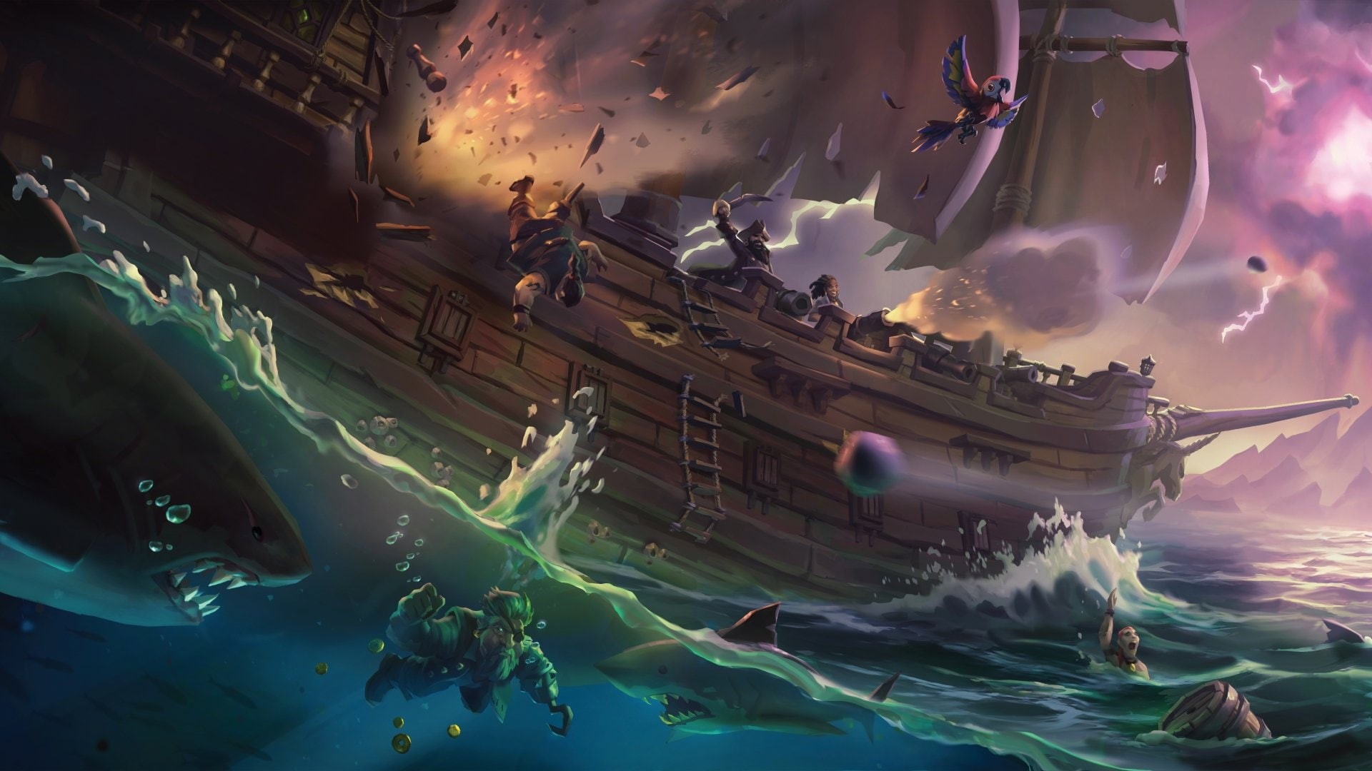 Video Game, Shark, 1080P, Pirate, Sea Of Thieves, Boat, HD Wallpaper