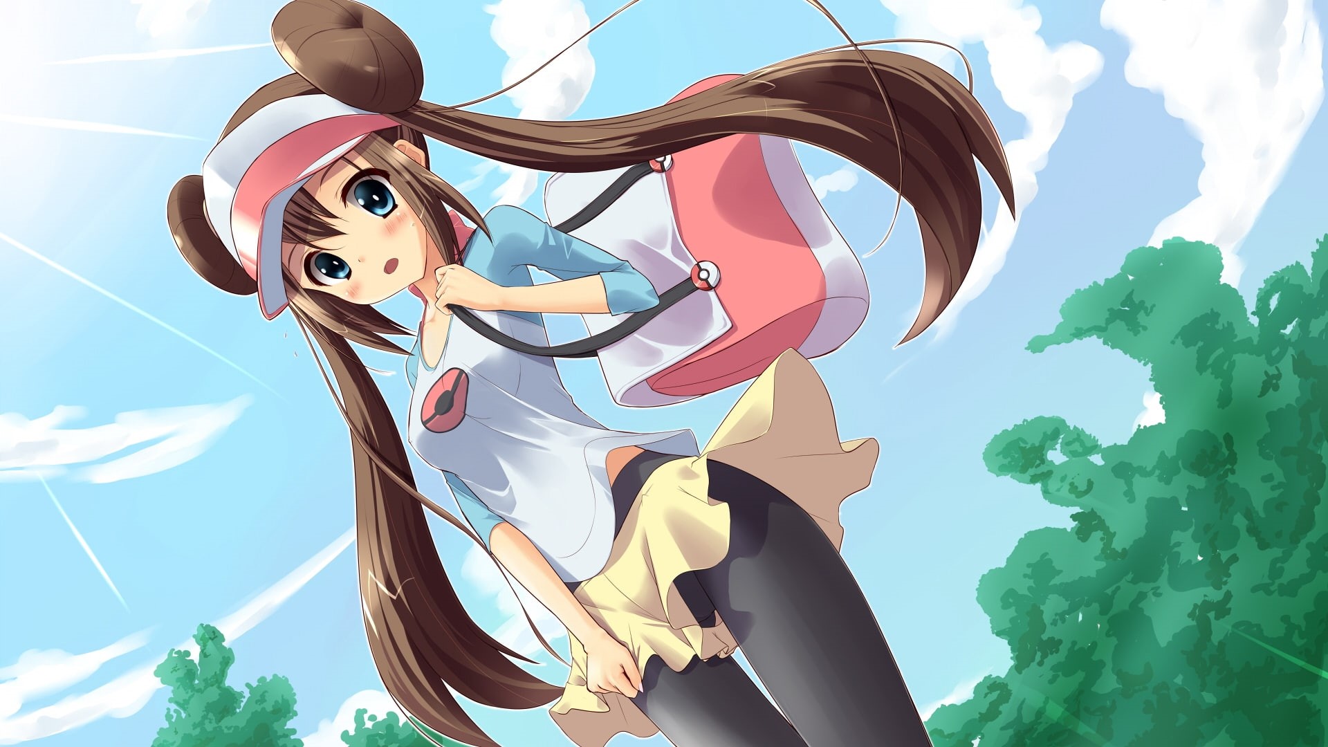 pokemon bw2, brunette, girl, tenjou ryuka, female protagonist, cap, 1080P, pokemon, HD Wallpaper