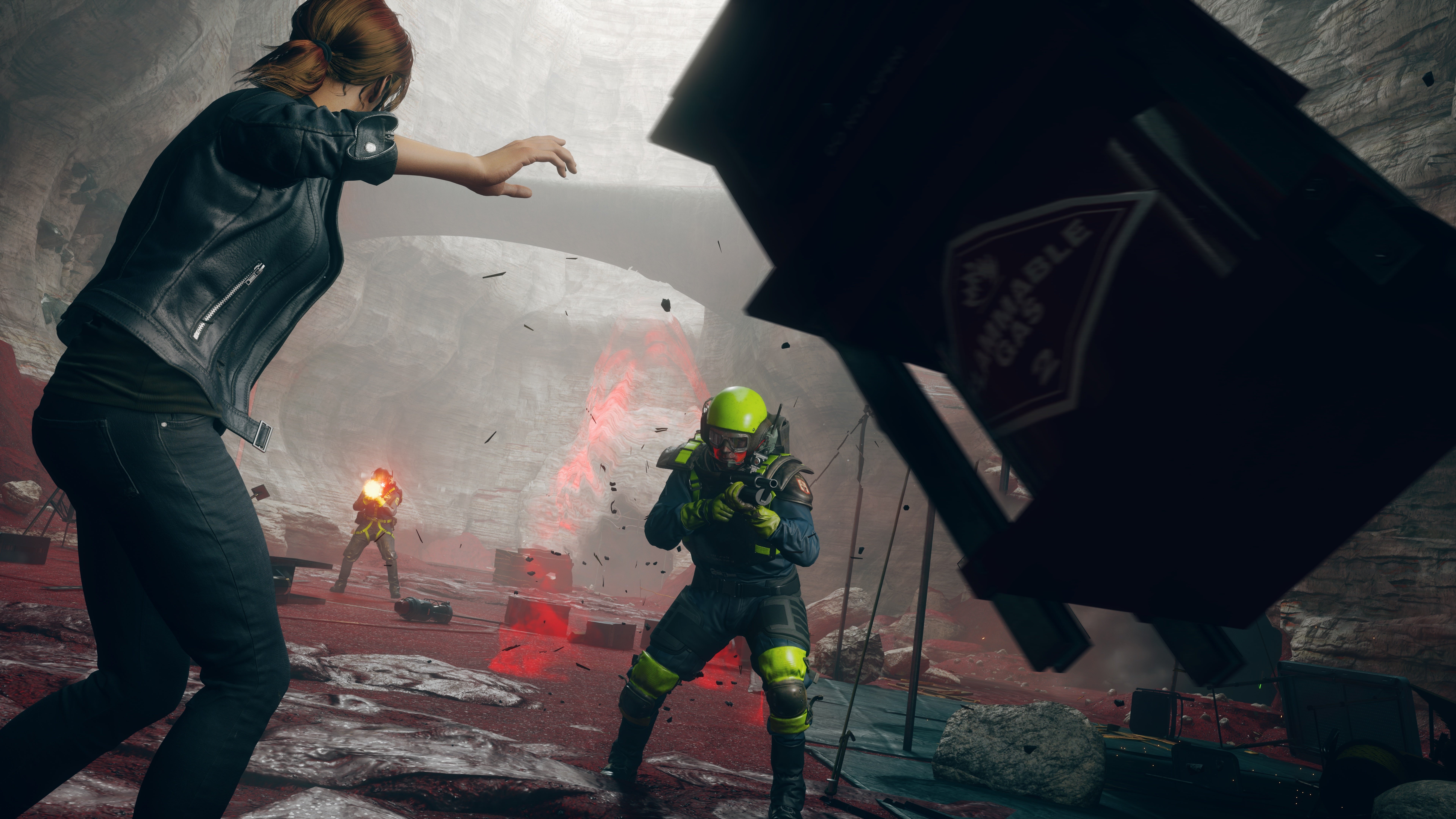 Control, video games, redhead, PC gaming, cave, Remedy Games, rear view, leather jackets, screen shot, video game girls, women, back, protagonist, Control 2019 PC Game, HD Wallpaper