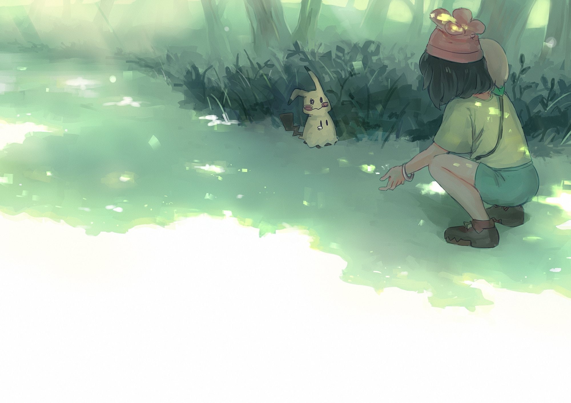 female, pokemon, rowlet, mimikkyu, almost, crying, 1080P, protagonist, HD Wallpaper
