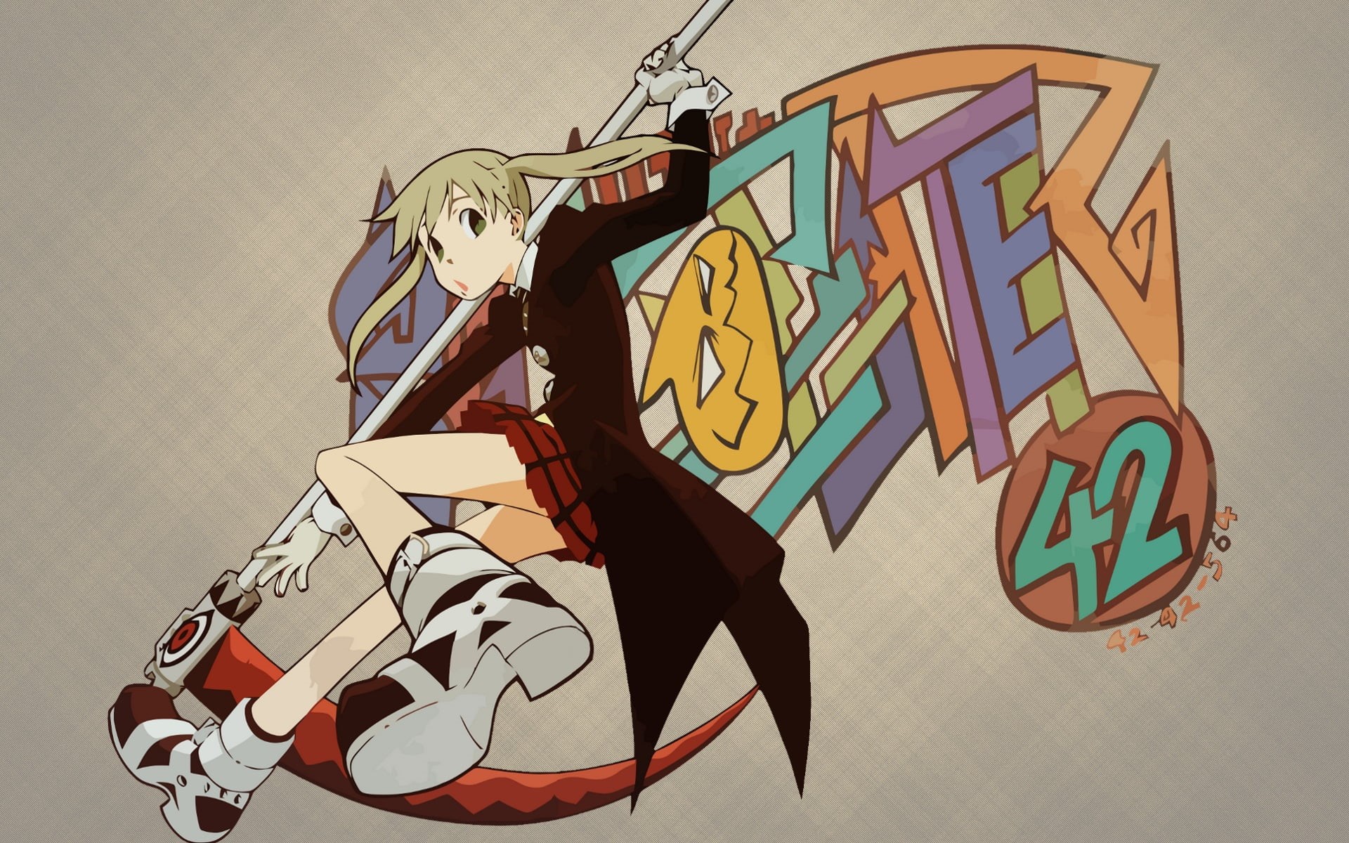 art and craft, sign, nature, digital, no people, anime girls, anime, Soul Eater, shape, design, multi colored, communication, wall - building feature, Maka Albarn, HD Wallpaper