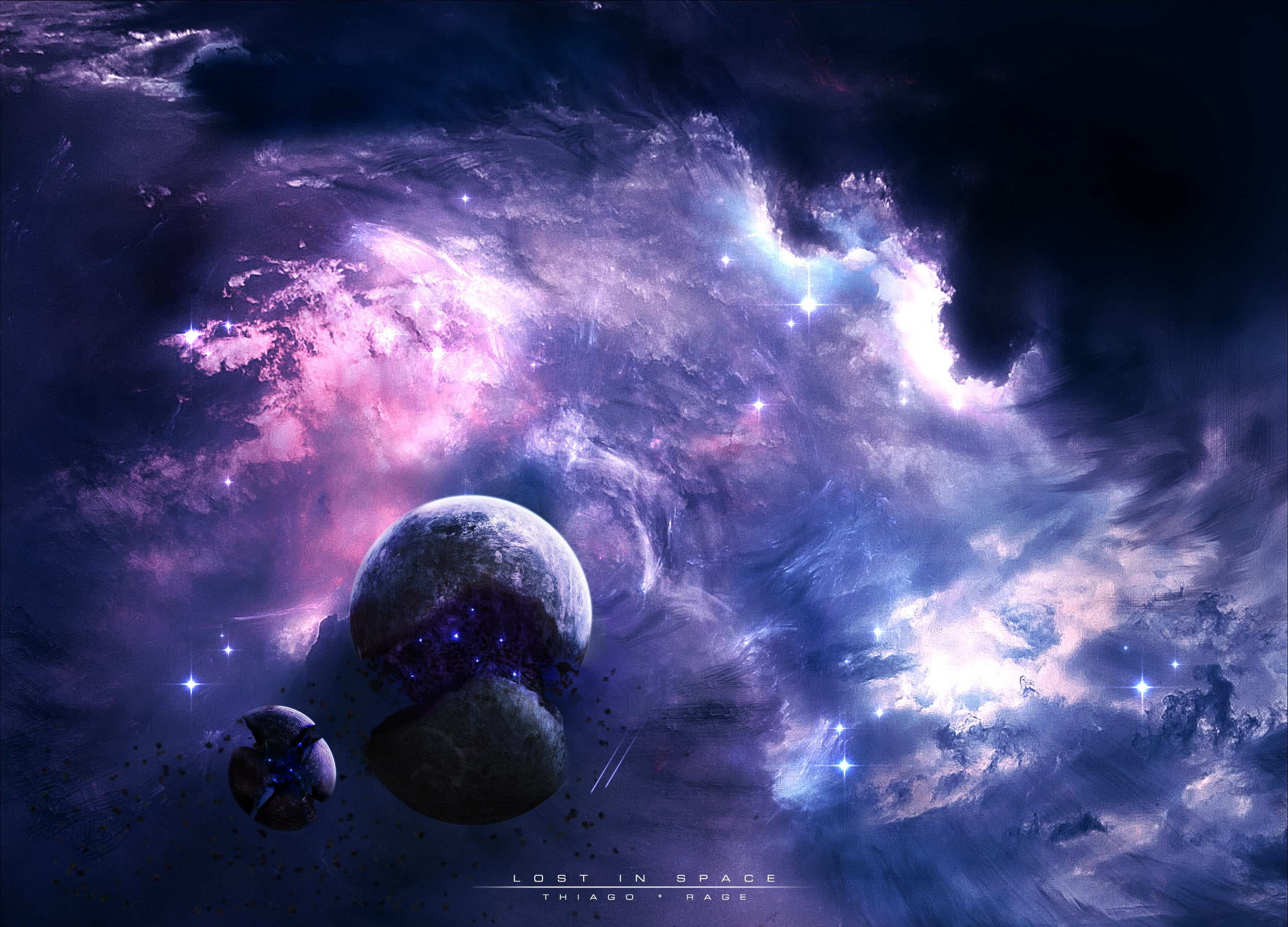 earth, sea, cloud - sky, sunbeam, futuristic, lost in space, abstract, tiago rage, underwater, blue, light - Natural Phenomenon, sky, illuminated, space, HD Wallpaper