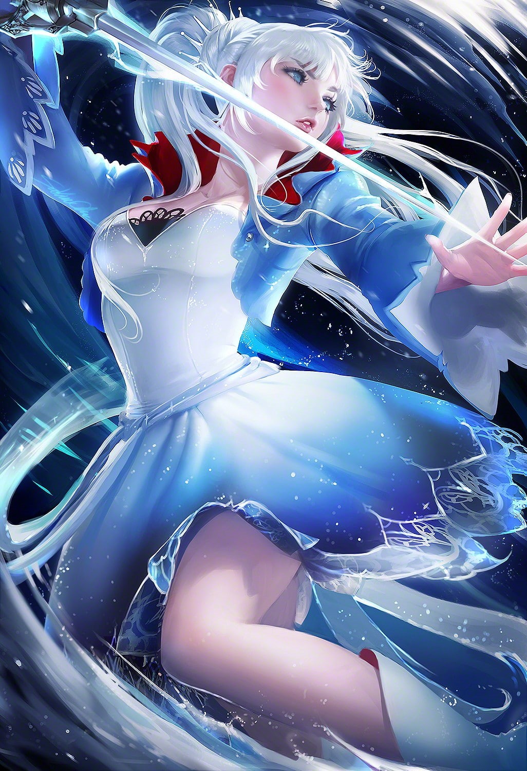 Weiss Schnee, RWBY, 720P, Sakimichan, white hair, Phone HD Wallpaper
