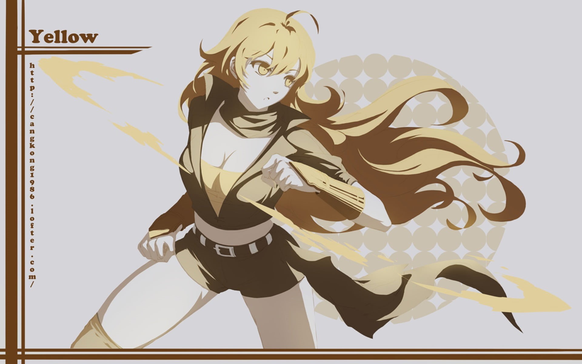 art and craft, Yang Xiao Long, low angle view, statue, no people, representation, sky, RWBY, indoors, white background, male likeness, yellow, nature, 1080P, HD Wallpaper