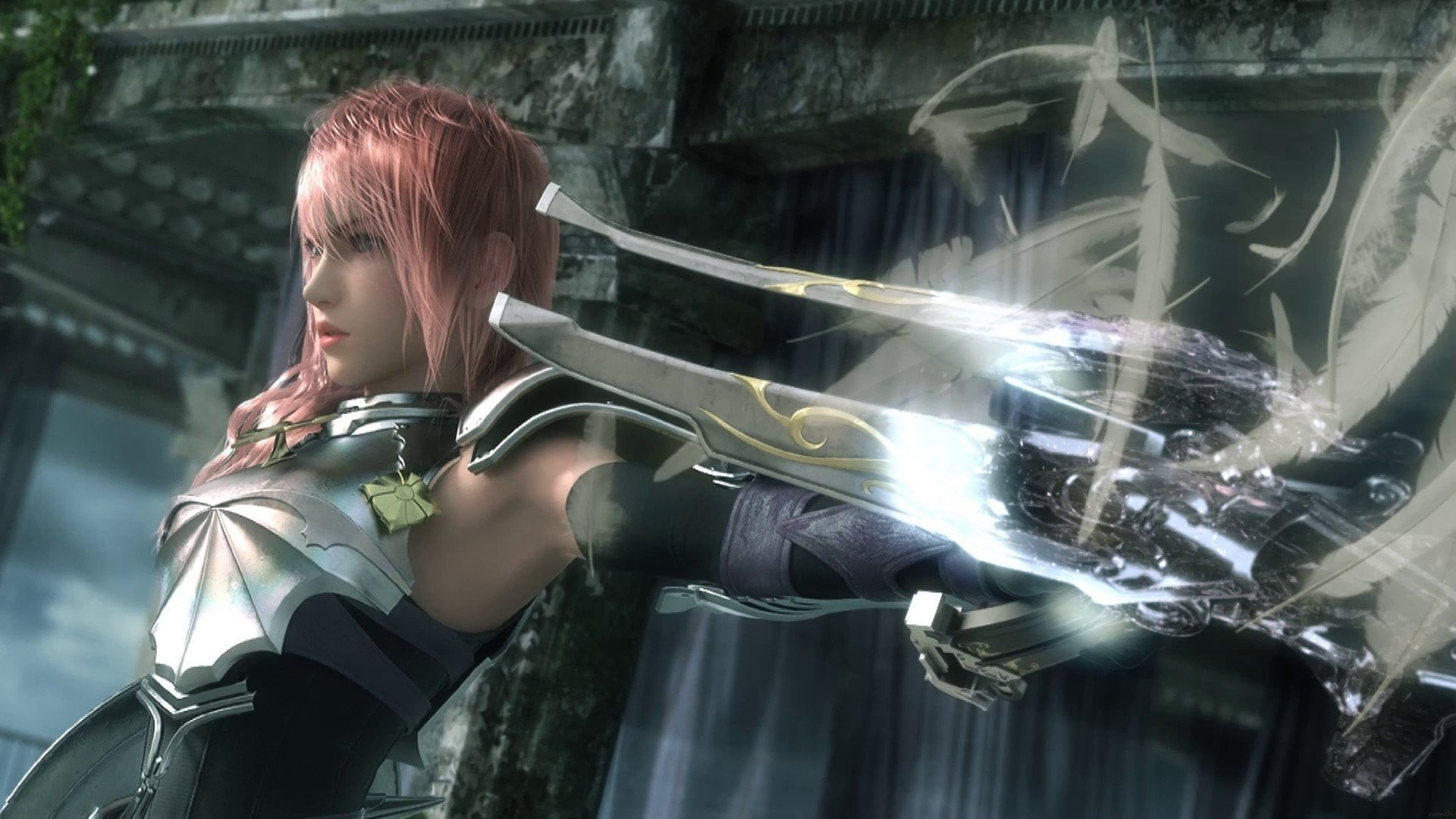 game, built structure, casual clothing, Final Fantasy XIII, one person, woman, outdoors, lifestyles, hairstyle, real people, looking, Claire Farron, sitting, HD Wallpaper