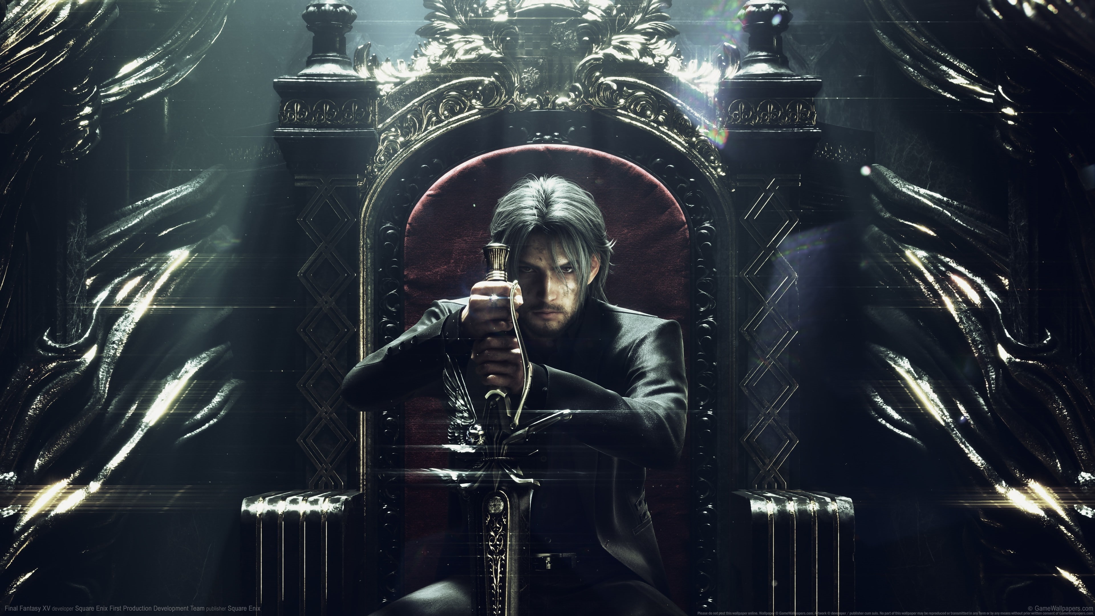 video games, Square Enix, Noctis, sword, digital art, men, 4K, throne, Final Fantasy XV, Final Fantasy, HD Wallpaper