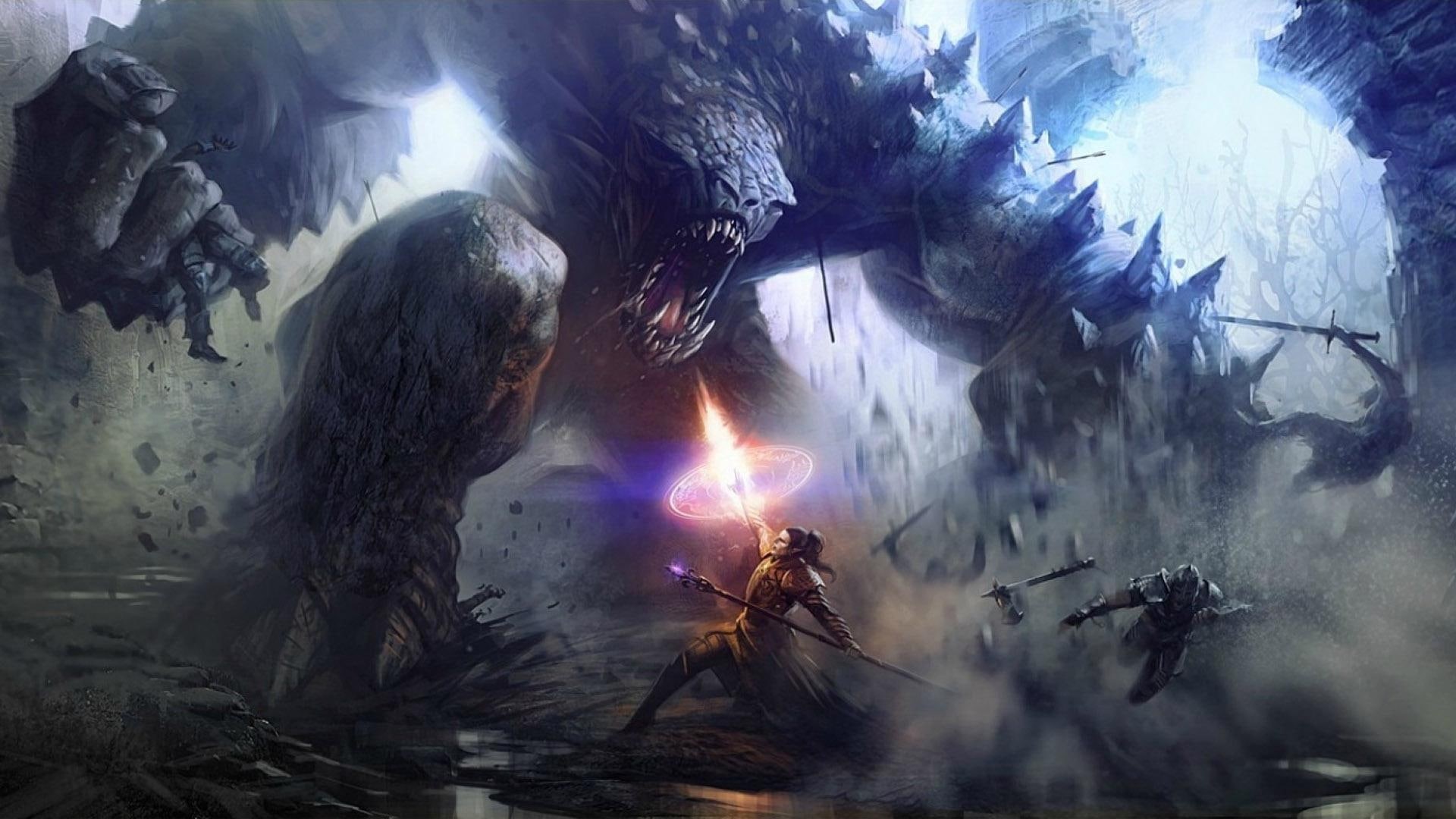 alien, monster, art, 1080P, brown, battle, 1920x1080, graphic, fantasy, HD Wallpaper