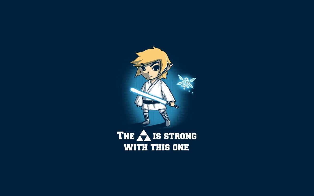 Link, connection, minimalism, 720P, single object, internet, technology, human representation, safety, Star Wars, text, blue background, communication, HD Wallpaper