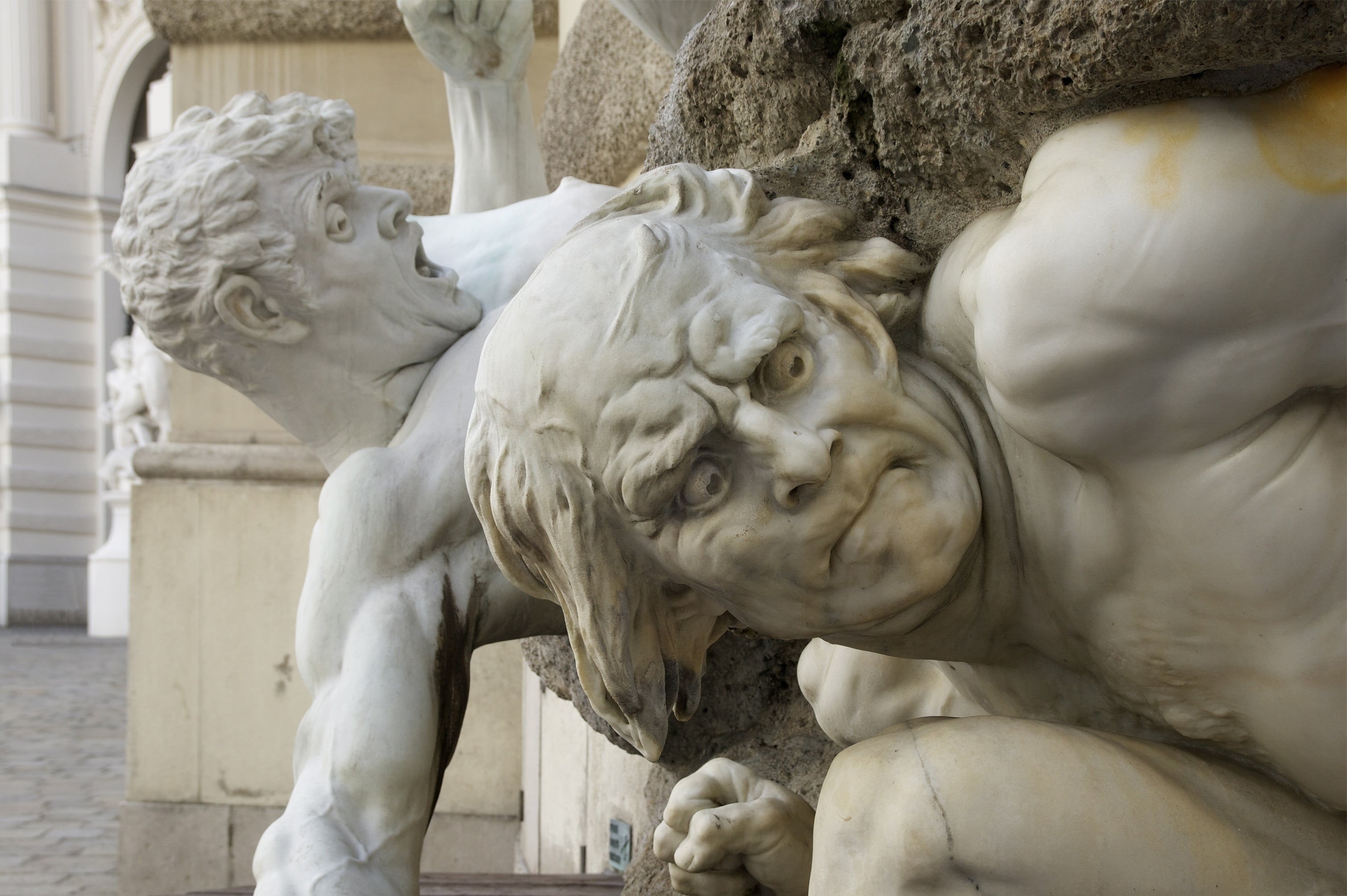 craft, male likeness, artistic, human representation, representation, no people, day, agony, austria, human, stone material, statue, landmark, creativity, HD Wallpaper
