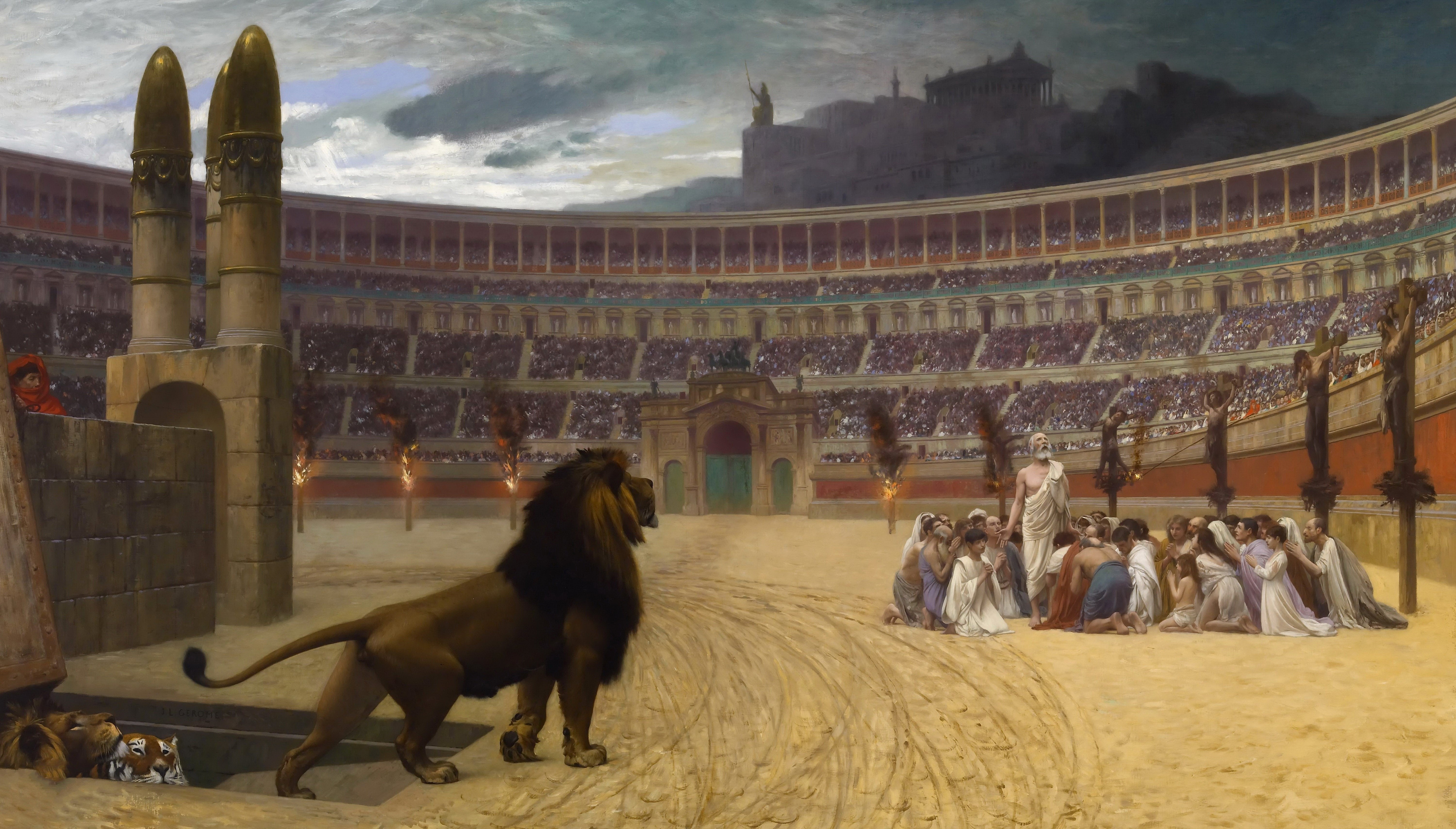 Colosseum, 5K, The Last Prayer Of The Christian Martyrs, Jean-Leon Gerome, picture, Leo, mythology, HD Wallpaper