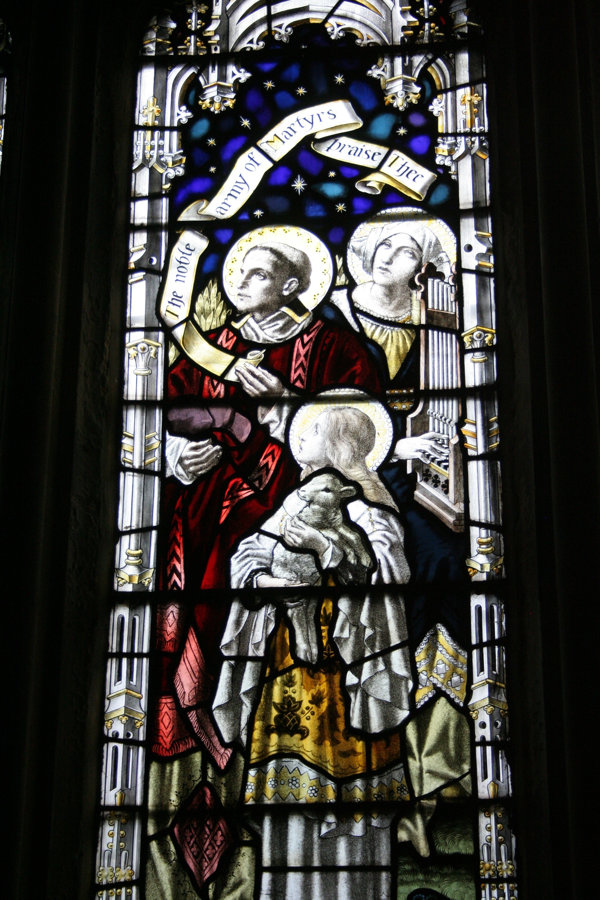 st michaels church, stained glass window, history, st cecilia, no people, glass, creativity, heritage, art and craft, lamb of god, saint, 2K, sculpture, Phone HD Wallpaper