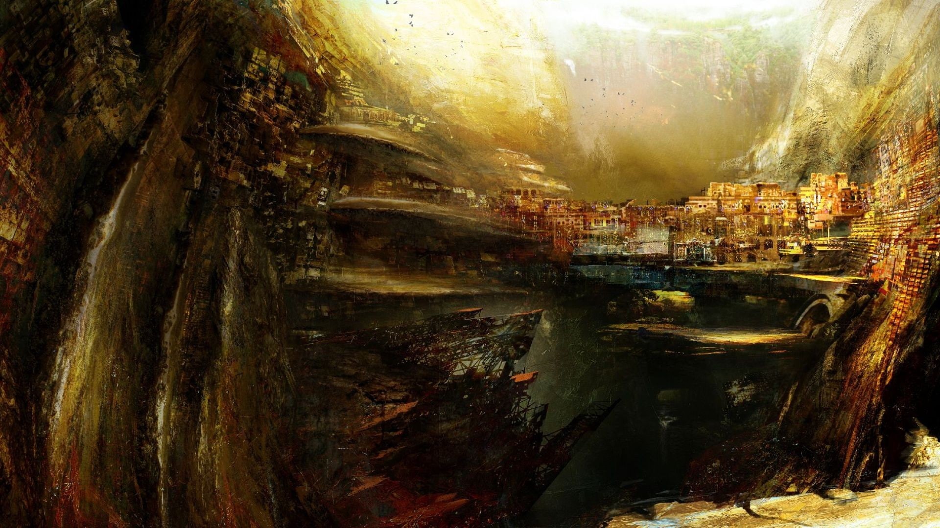 history, reflection, 1080P, water, Guild Wars, travel destinations, architecture, no people, concept art, fantasy art, sunlight, building, video games, HD Wallpaper