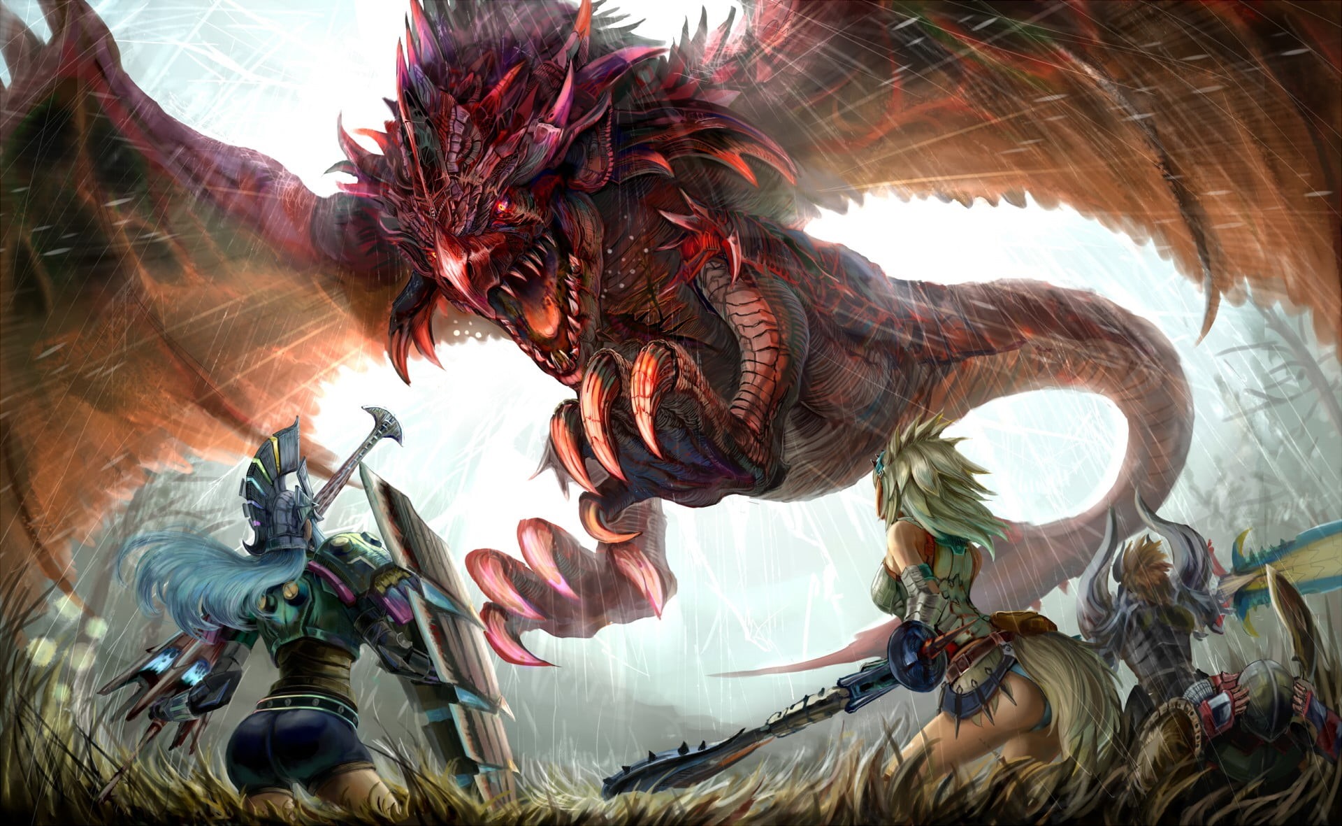 sunbeam, day, statue, sky, Wyvern, nature, real people, men, arts culture and entertainment, Monster Hunter, creativity, animal wildlife, people, HD Wallpaper