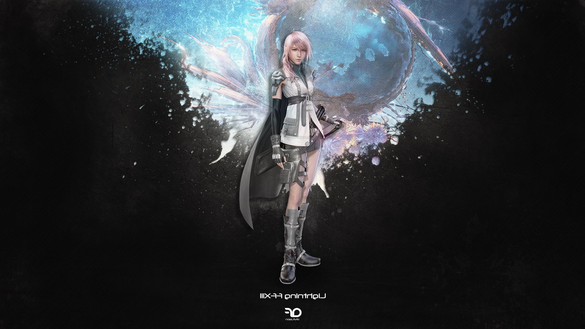 black background, young adult, beauty, Lightning, full length, nature, beautiful woman, hairstyle, 1080P, women, Final Fantasy XIII, water, Claire Farron, HD Wallpaper