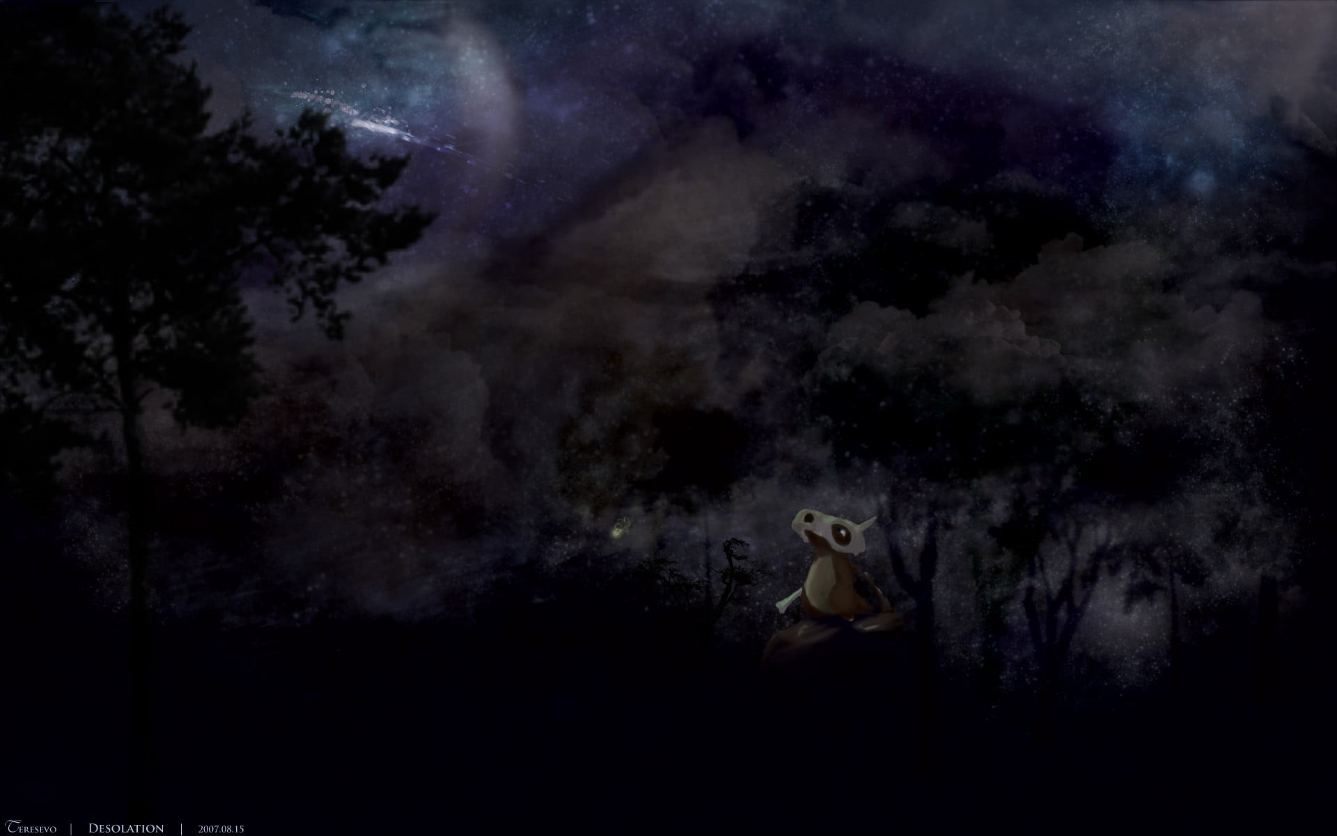 cubone, silhouette, depression - sadness, dress, adult, dark, mystery, digital composite, women, outdoors, night, sitting, spooky, sadness, solitude, cloud - sky, HD Wallpaper