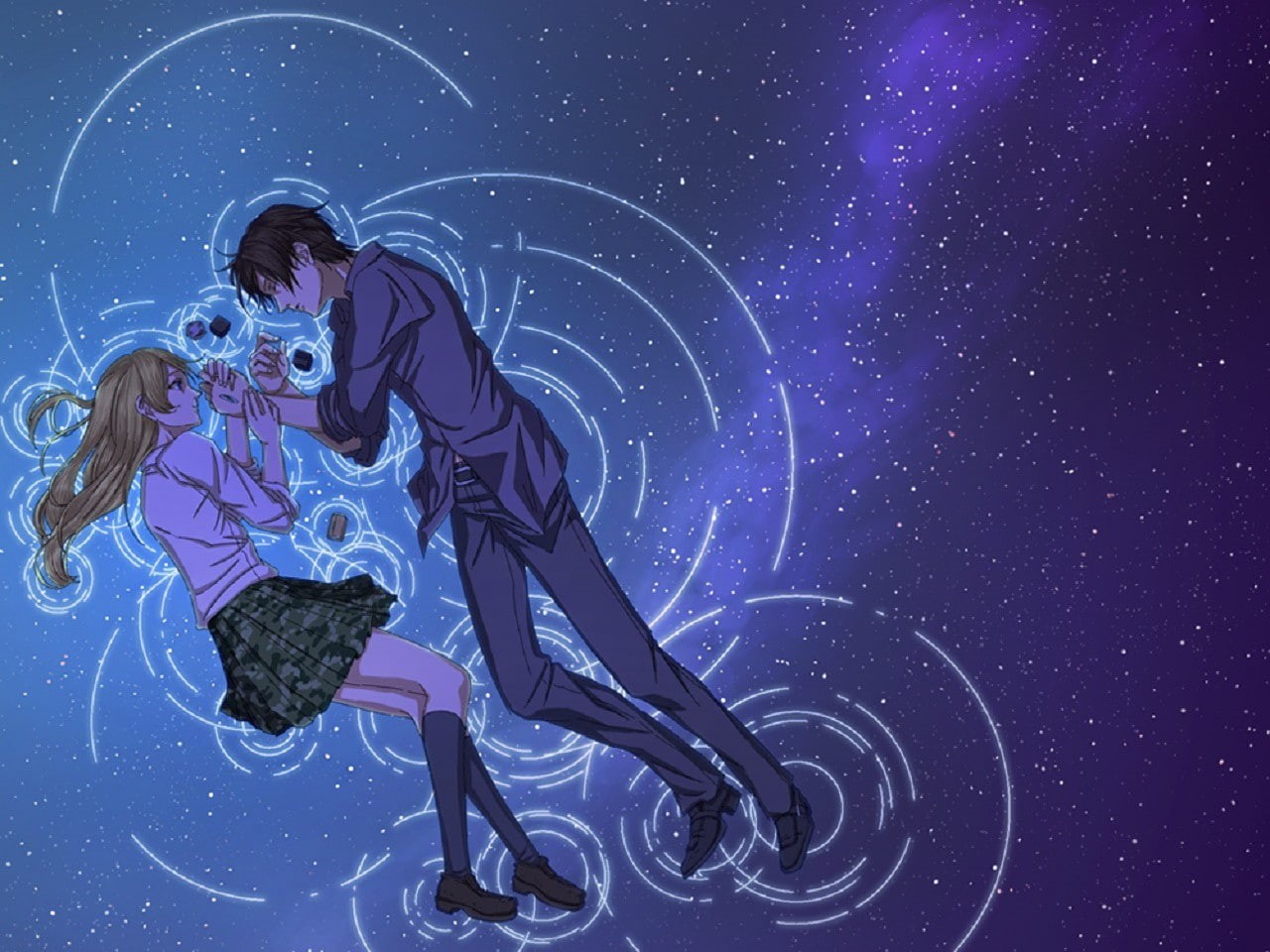 adult, astronomy, anime, dreamlike, nature, women, space, females, digital composite, childhood, girls, Btooom!, sky, 720P, blue, astronaut, Himiko, star - space, HD Wallpaper
