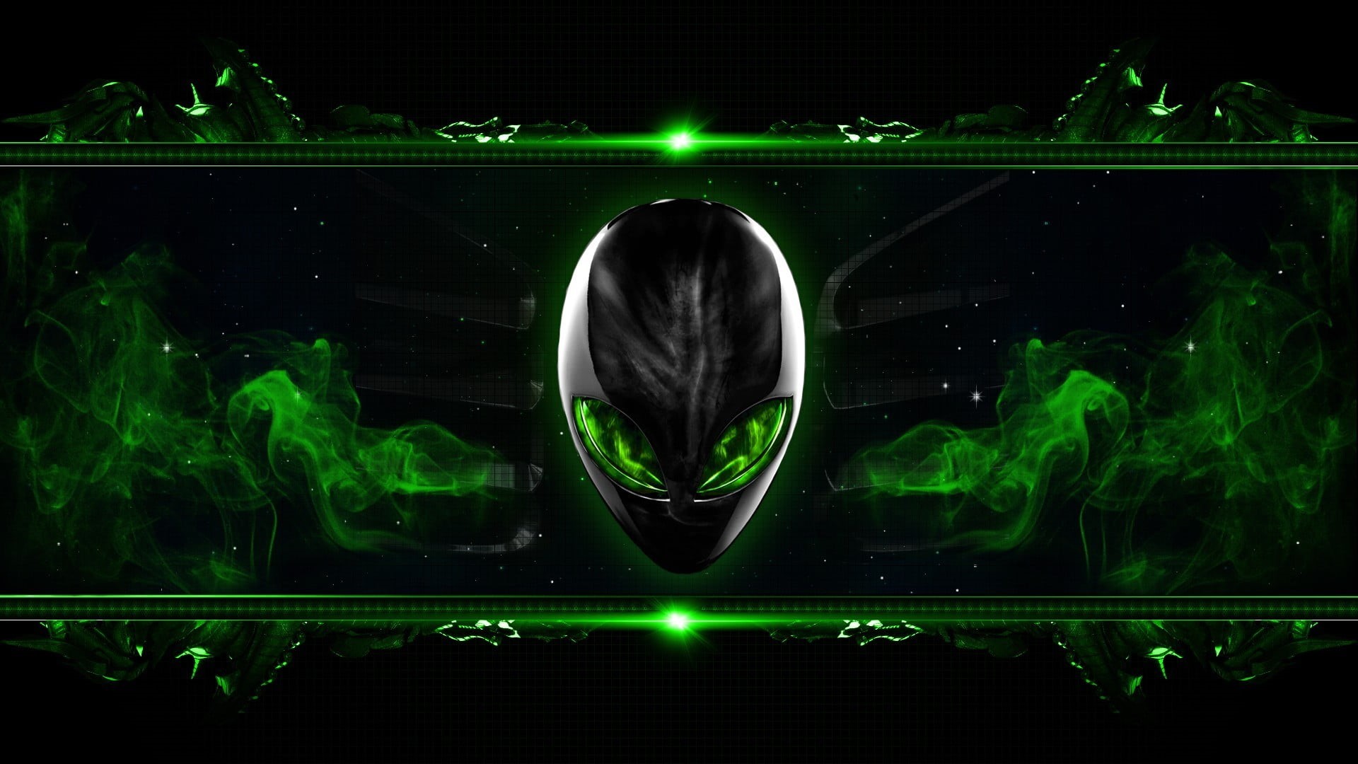 Alienware, no people, sphere, green color, space, illuminated, copy space, water, light - natural phenomenon, nature, binary code, PC gaming, glowing, green, HD Wallpaper