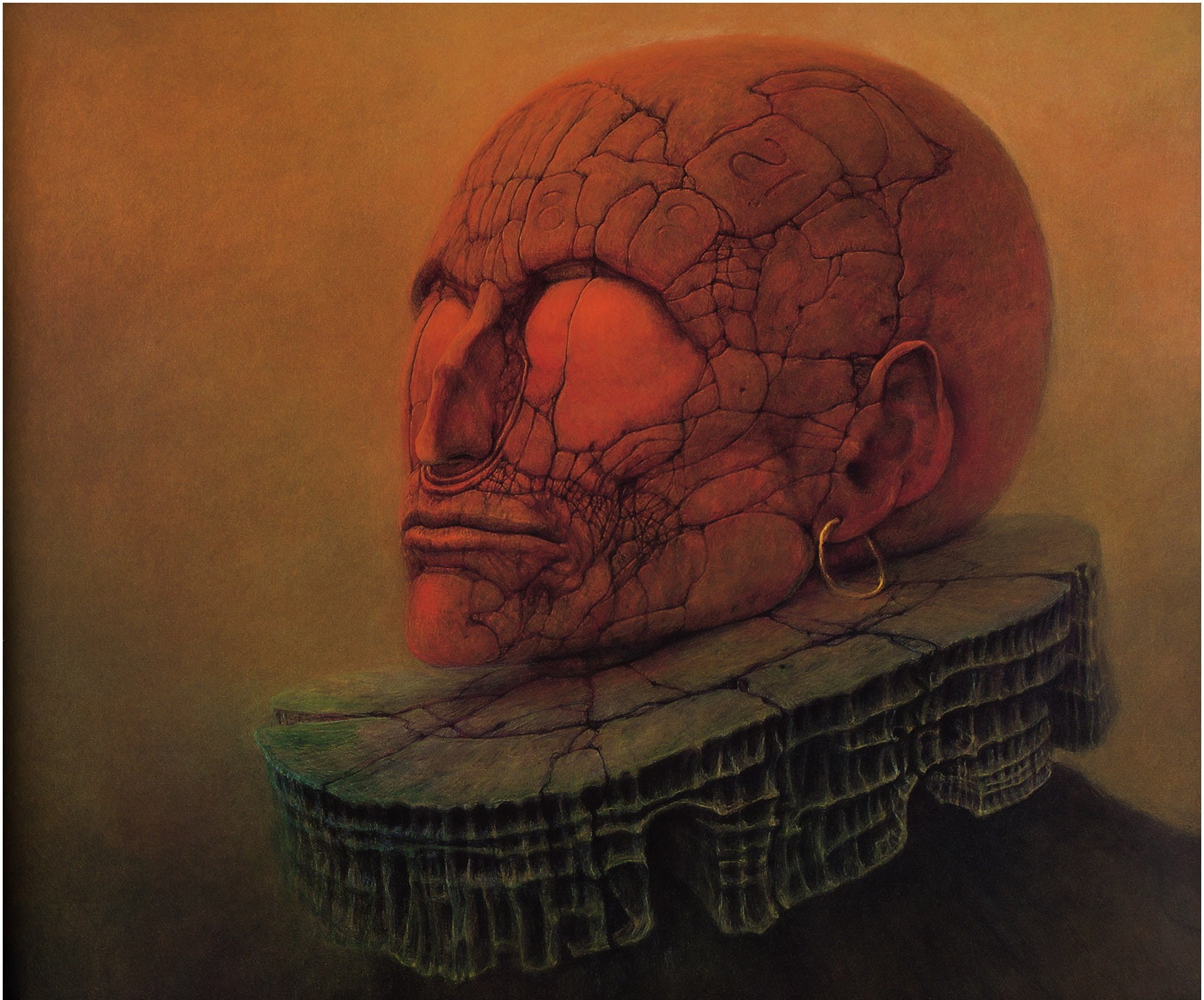 head, scary, dark, zdzisław beksiński, beksi, skeleton, artwork, aw, zdzis, scary head, 720P, ski, HD Wallpaper