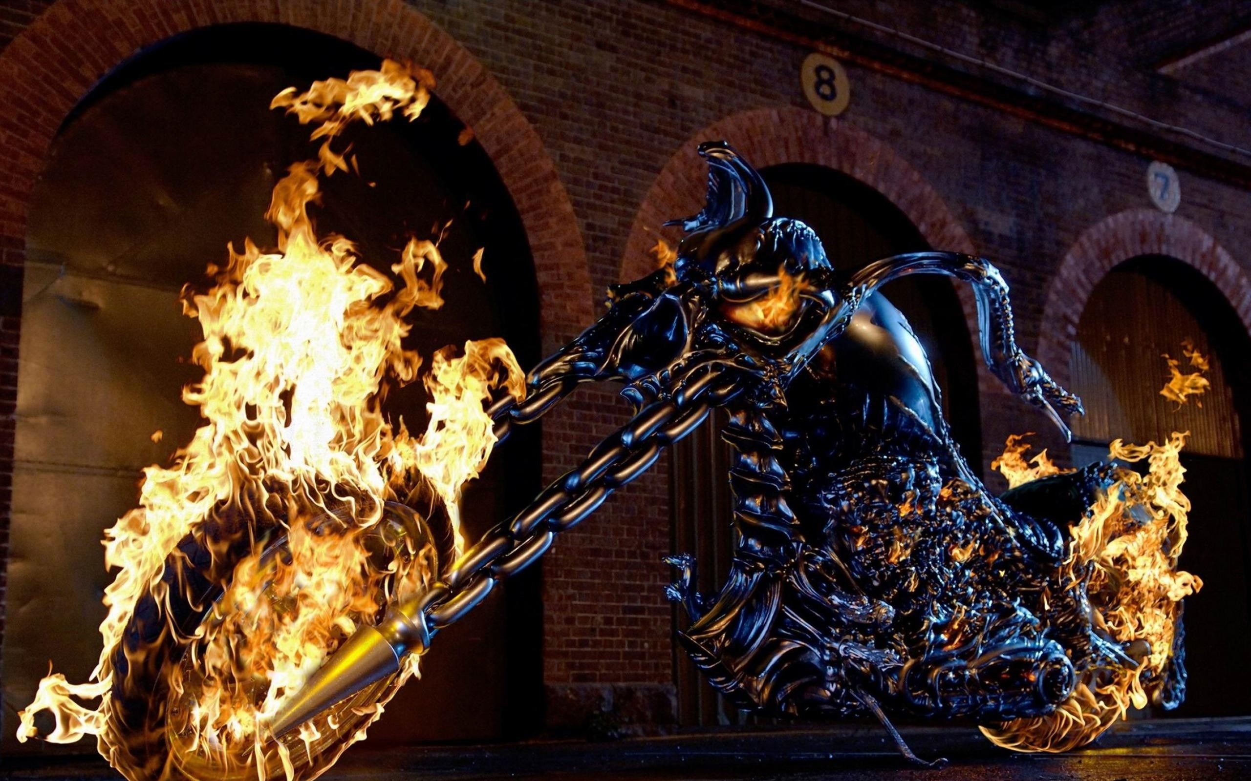 rider, ghost, chopper, motorcycles, wheels, chrome, video, games, fire, motorbikes, art, 2K, movies, dark, bike, comics, vehicles, flames, artistic, chain, HD Wallpaper