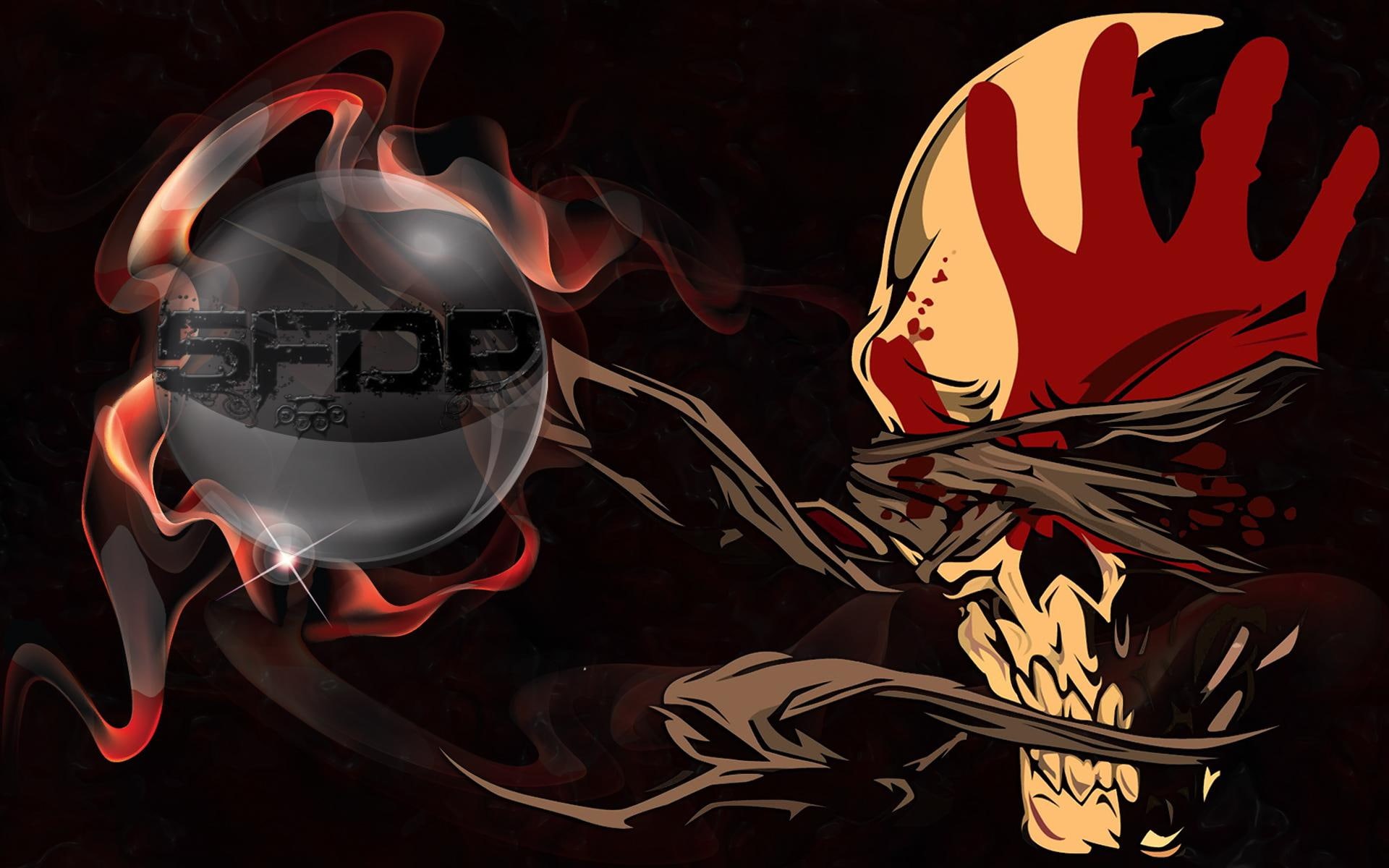 resolution, heavy, punch, wide, bands, dark, music, finger, skulls, skull, hard, 1080P, metal, rock, HD Wallpaper