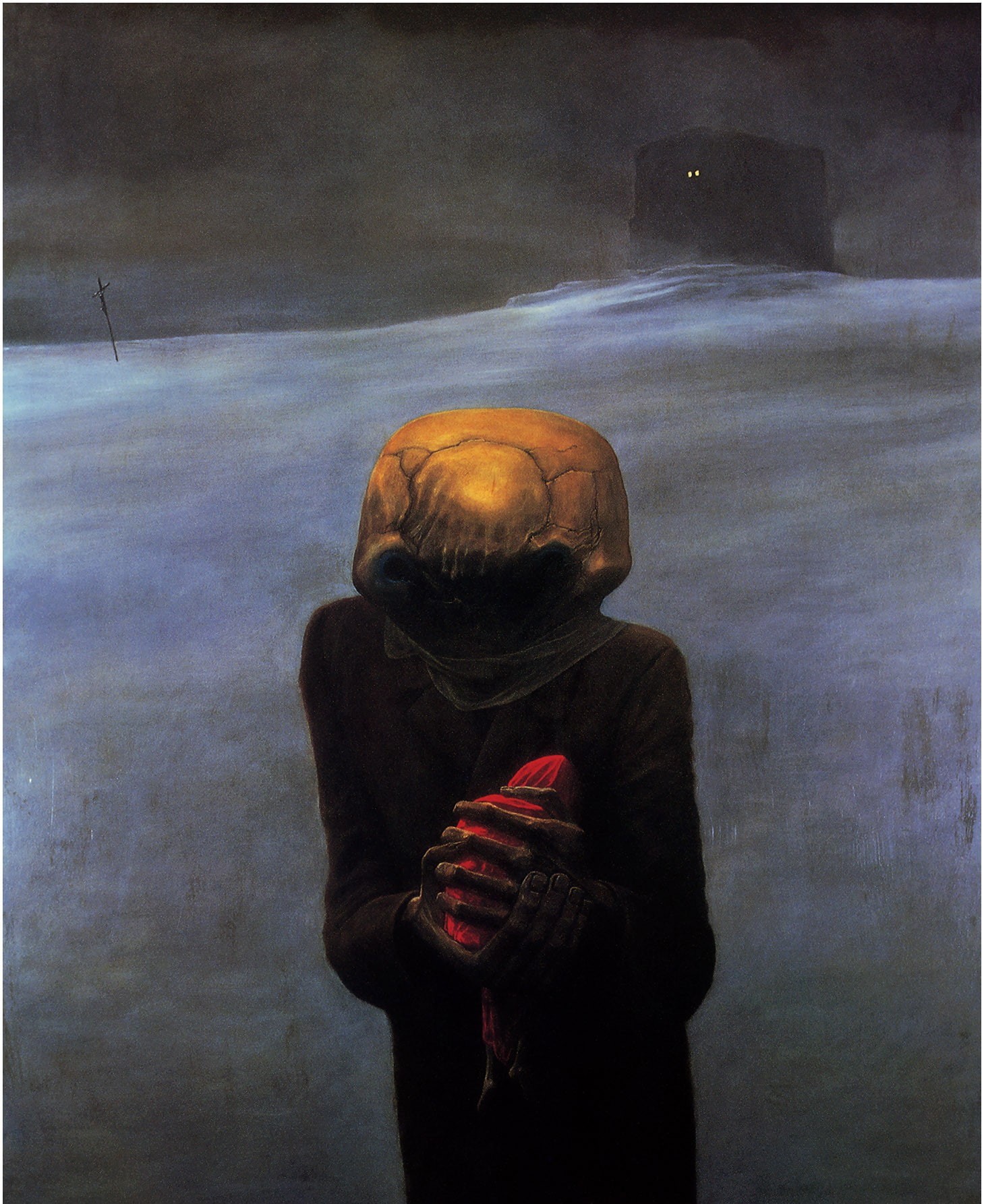 beksi, zdzis, artwork, building, 720P, dark, ghost, monster, zdzisław beksiński, ski, light, aw, Phone HD Wallpaper