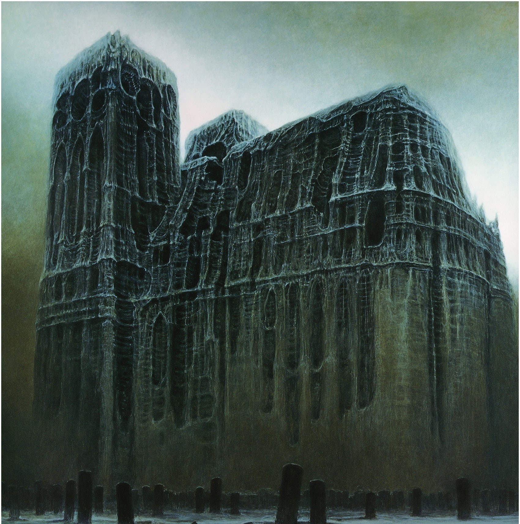 buildings, old, beksi, artwork, zdzis, aw, zdzisław beksiński, ski, 720P, dark, Phone HD Wallpaper