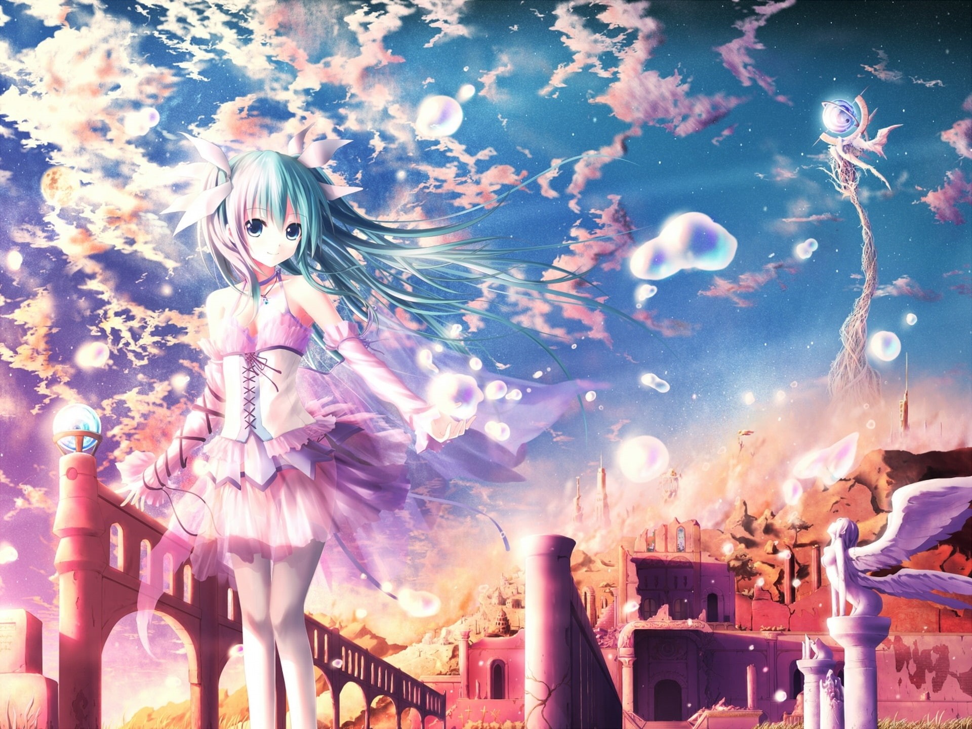Hair, Fantasy, World, 1080P, character, Anime, Girl, Hatsune, Miku, Blue, HD Wallpaper