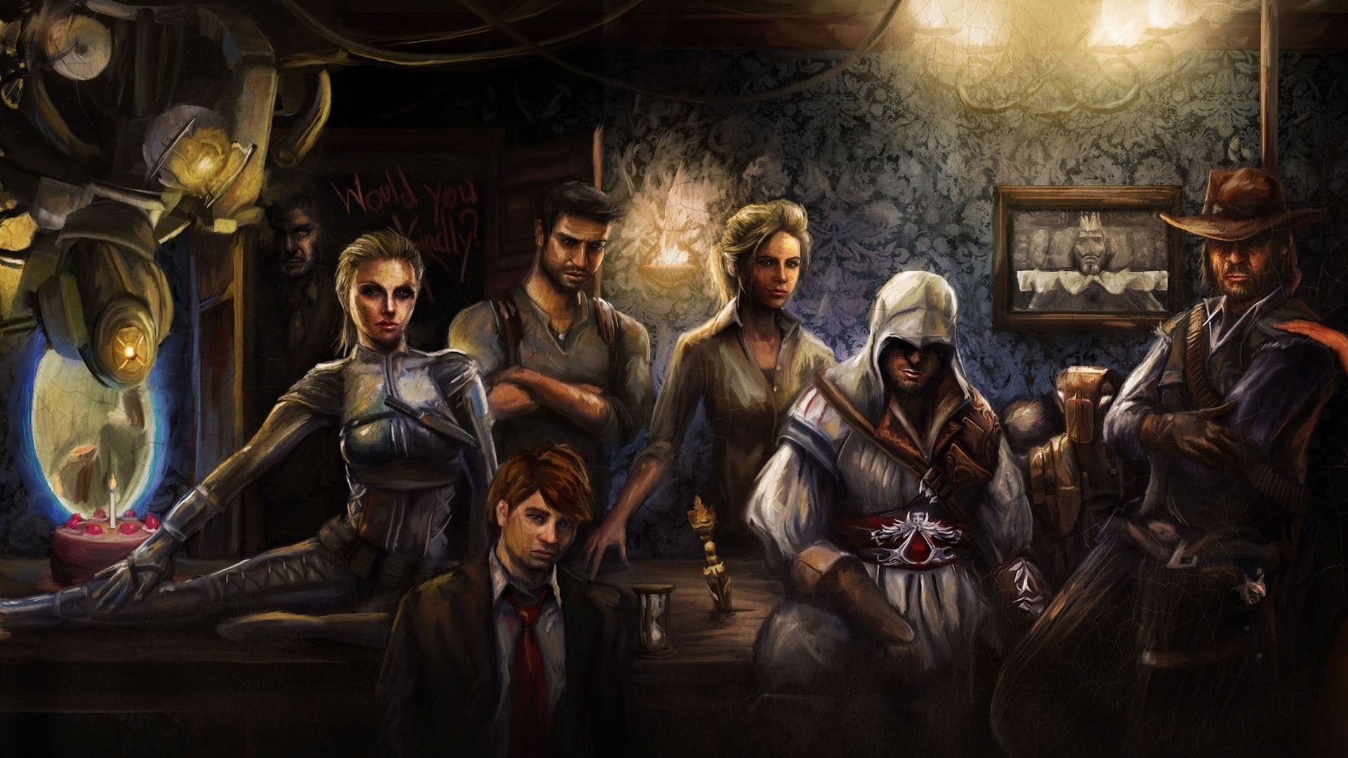 art and craft, Assassins Creed, men, application, adult, uncharted, sitting, 1080P, game, history, Red Dead Redemption, human representation, teenager, HD Wallpaper
