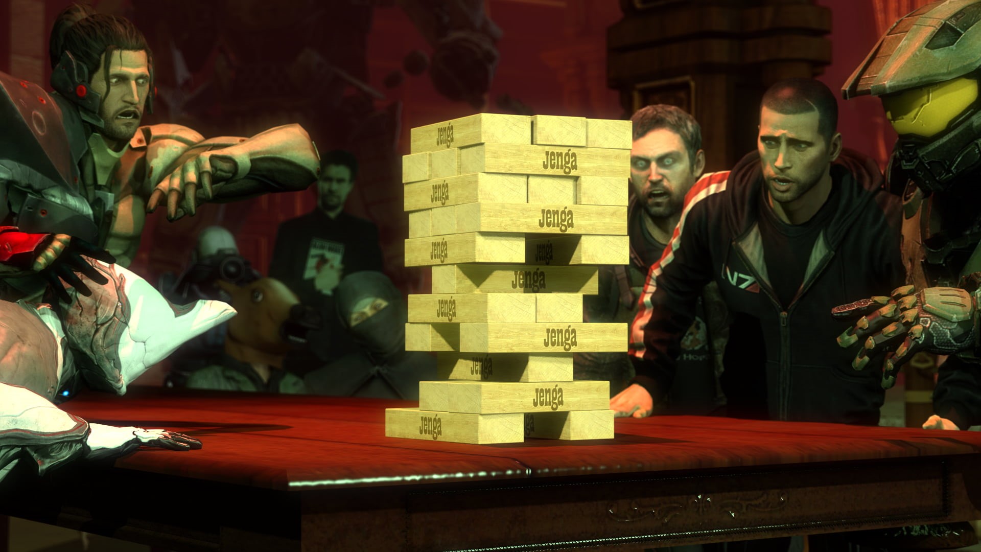 playing, table, store, people, Warframe, shopping, 1080P, lifestyles, night, jenga, large group of objects, standing, celebration, Dead Space, business, HD Wallpaper