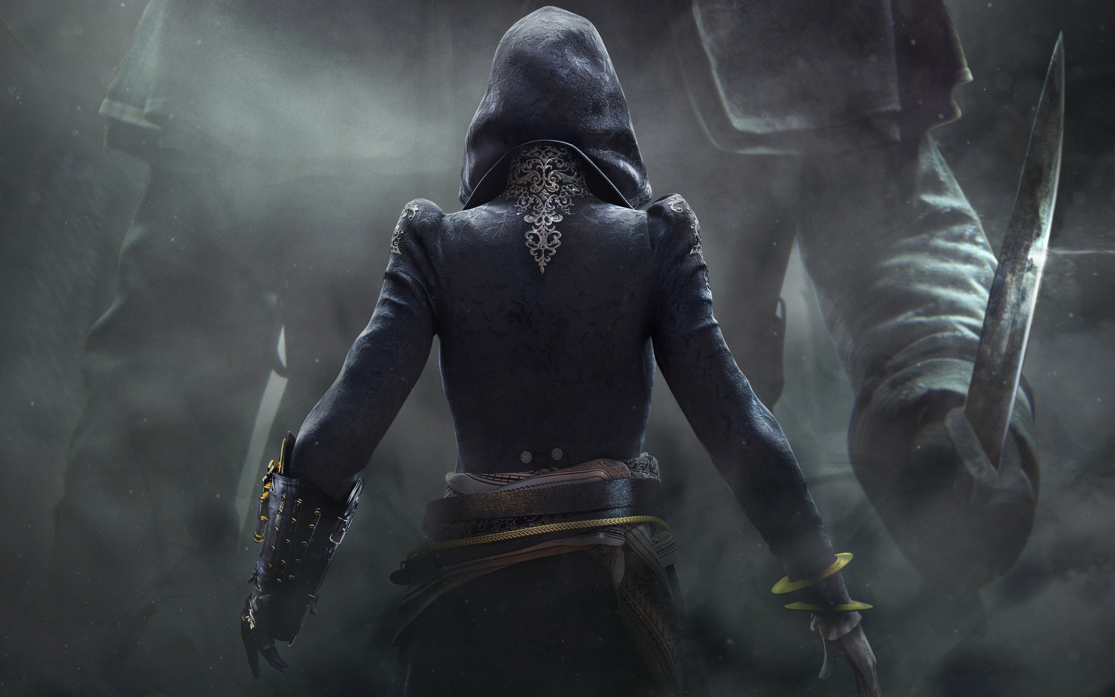 art and craft, Assassins Creed, day, keyart, 4K, people, creativity, religion, focus on foreground, front view, men, architecture, hood, statue, HD Wallpaper