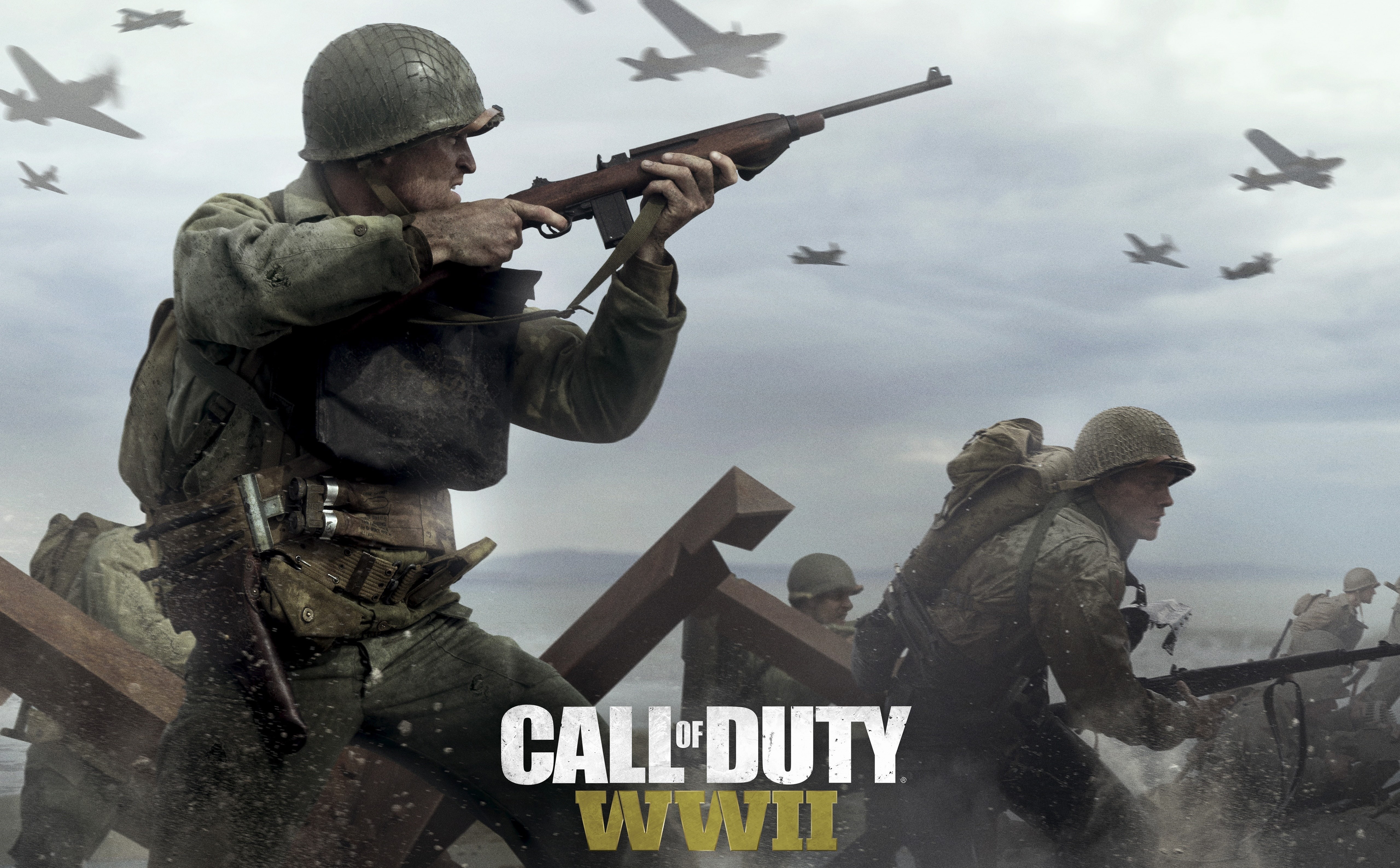 CODWWII, videogame, rifle, cloud - sky, army soldier, 5K, clothing, armed forces, day, sky, Games, representation, sculpture, uniform, art and craft, communication, HD Wallpaper