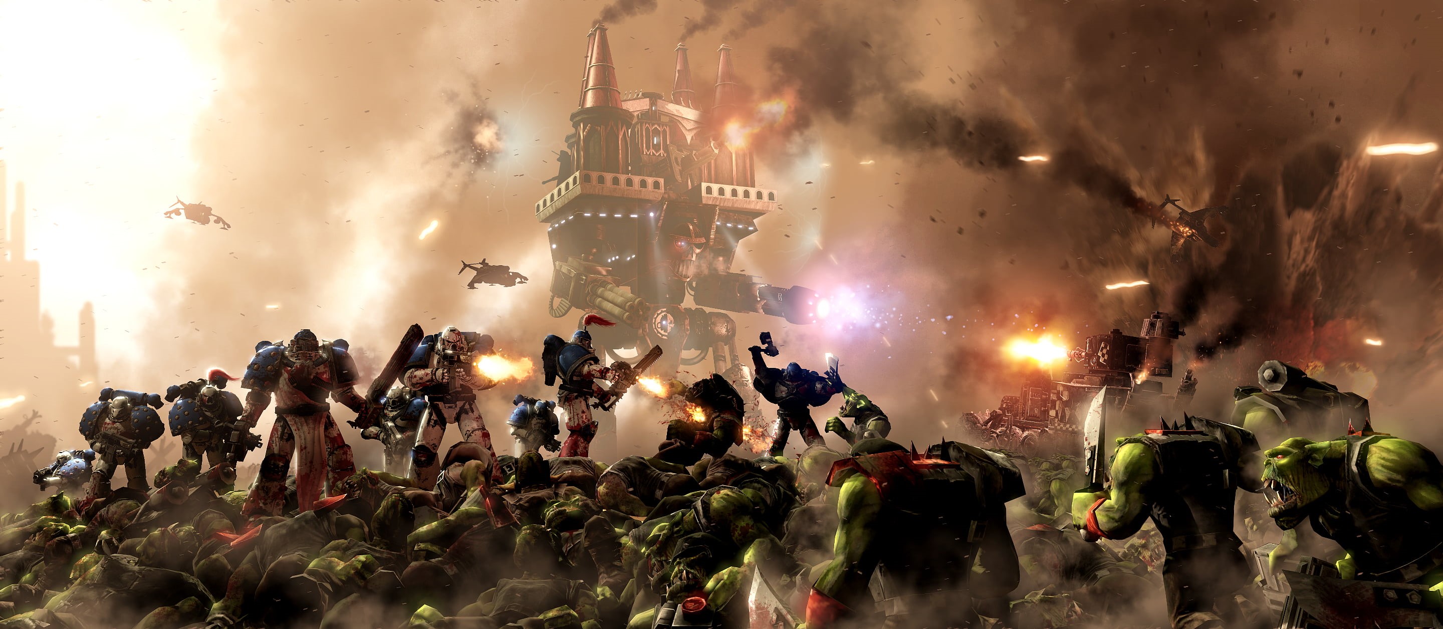 architecture, city, night, large group of people, war, Warlord-class Titan, outdoors, event, women, 000, Warhammer 40, crowd, festival, nightlife, real people, HD Wallpaper