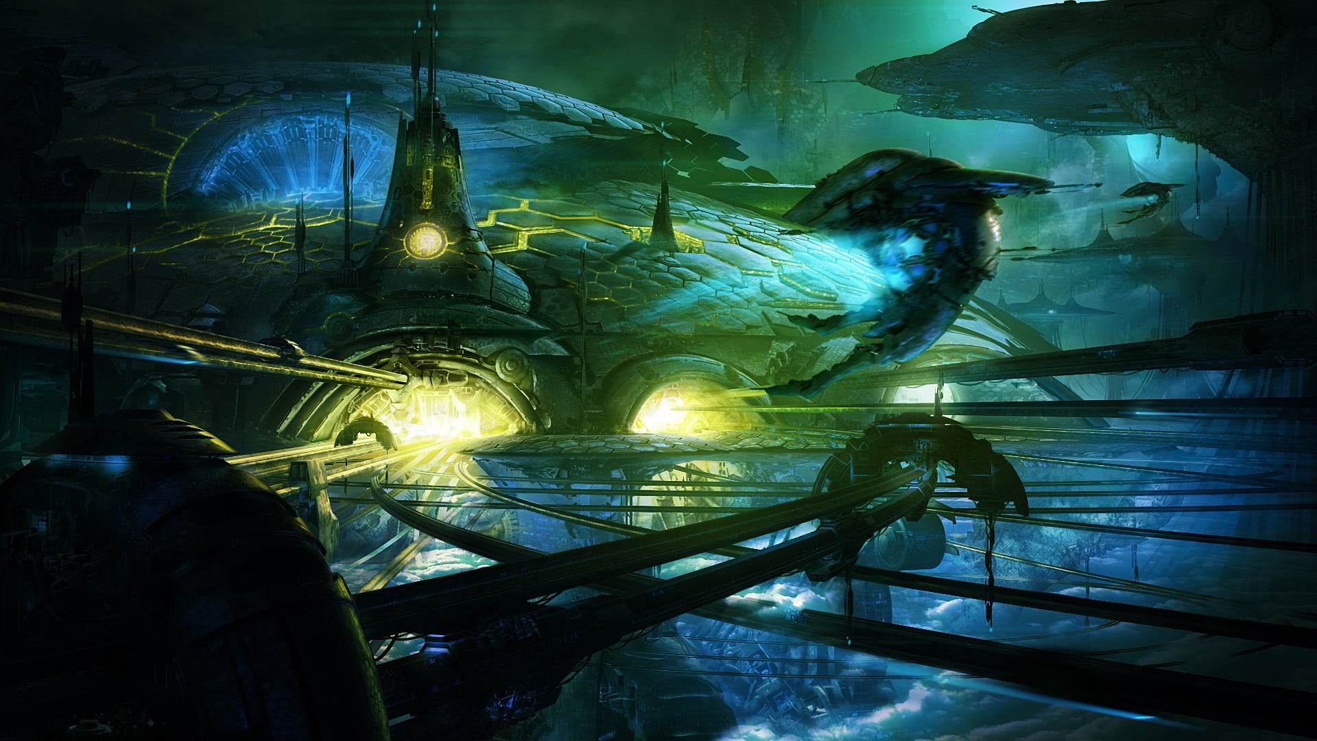 Starpoint Gemini 2, animated, transportation, sea, fish, marine, aquarium, no people, animal themes, water, architecture, group of animals, digital art, HD Wallpaper