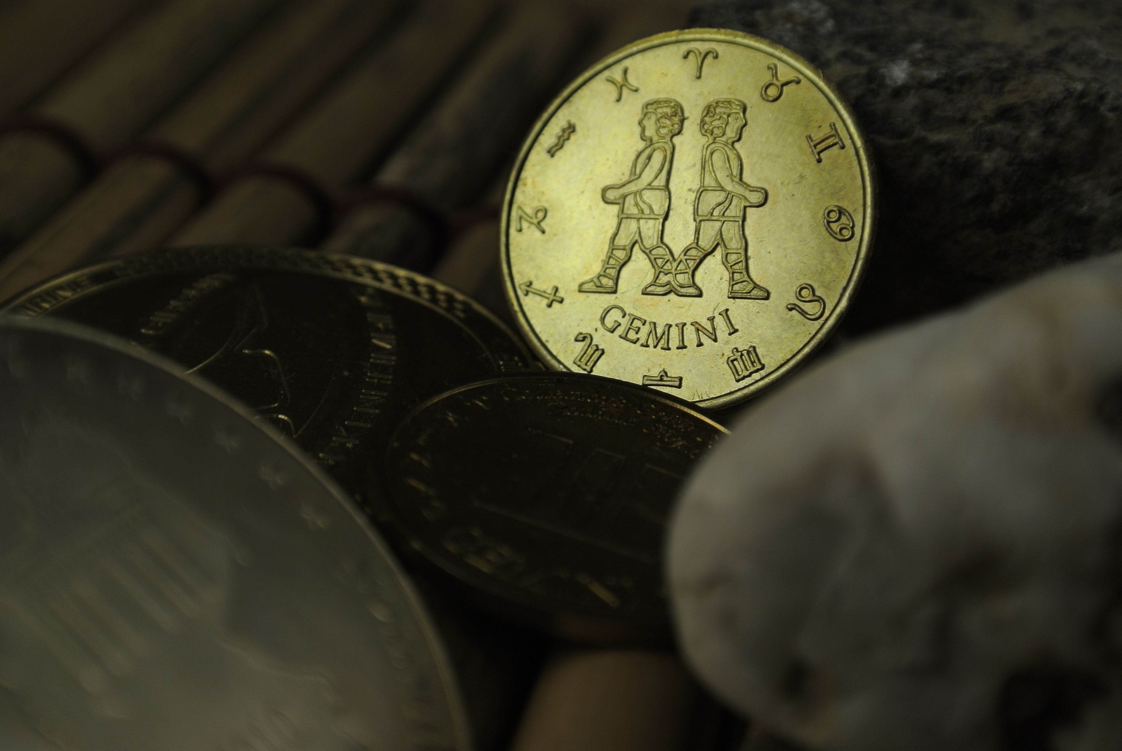 investment, economy, Twins, silver, coin, Zodiac Sign, still life, business finance and industry, day, currency, indoors, selective focus, communication, HD Wallpaper