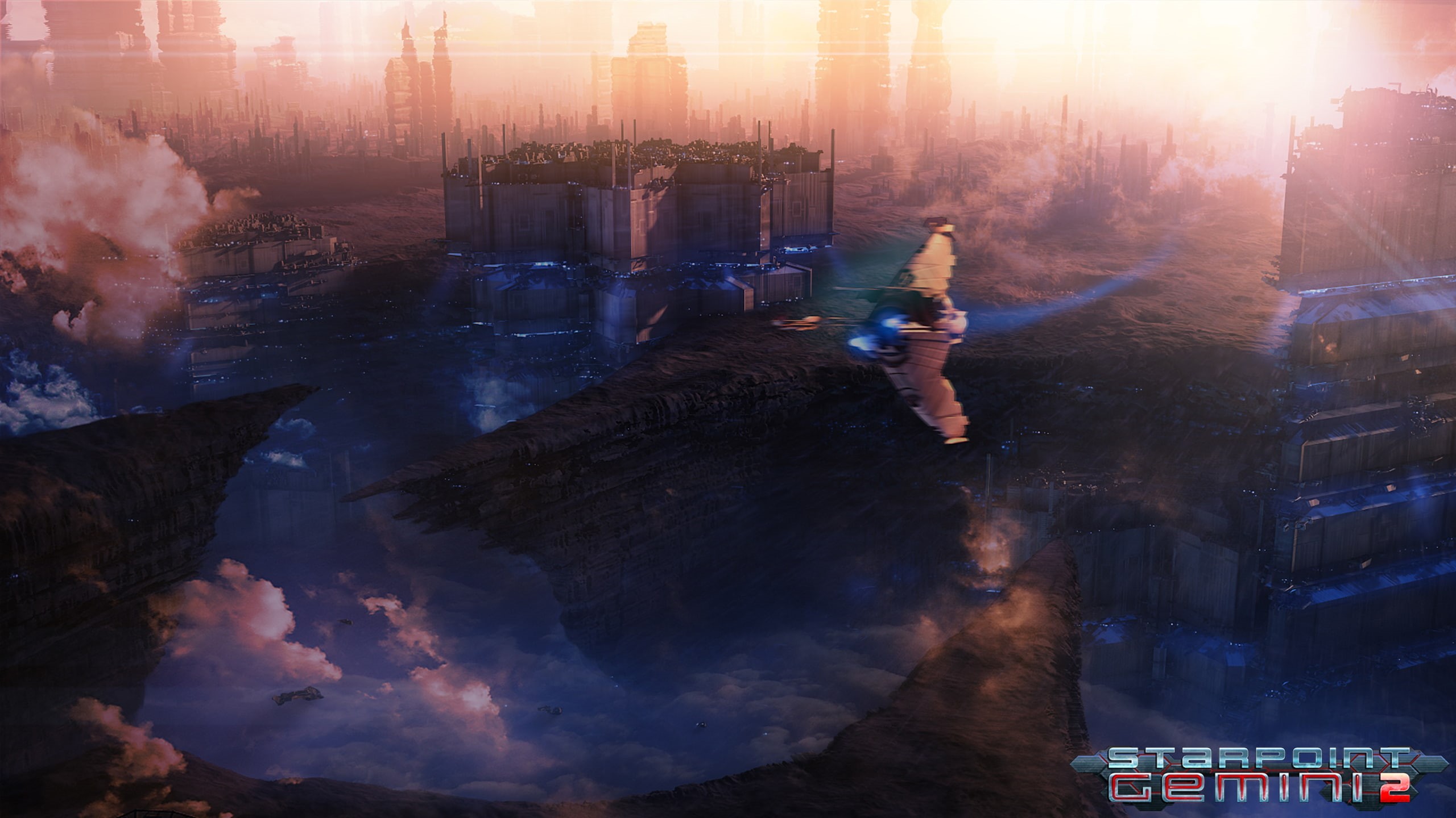 Starpoint Gemini 2, spaceship, digital art, Cityscape, 2K, HD Wallpaper