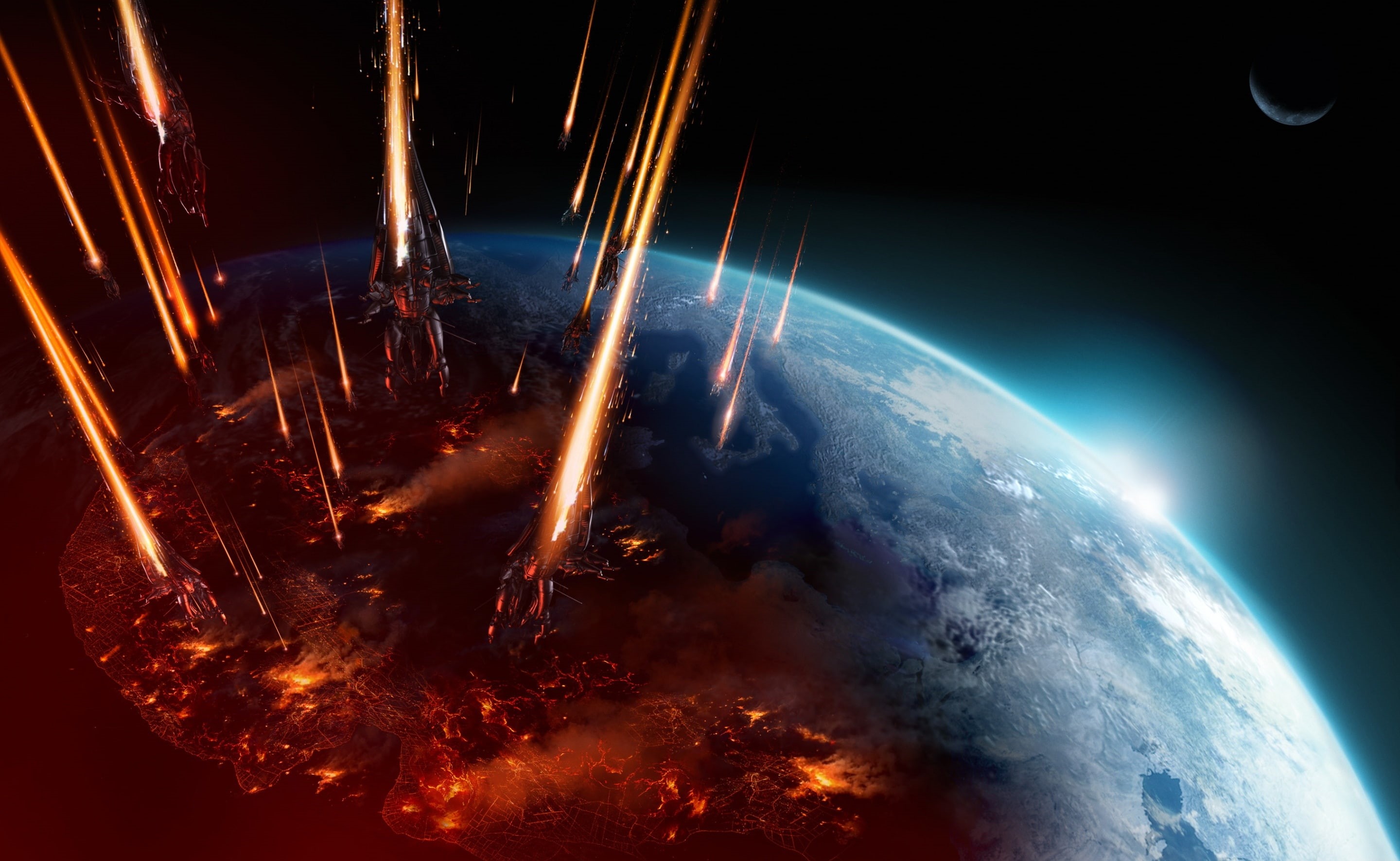 light - natural phenomenon, digital composite, 2K, motion, Earth, planet - space, outdoors, Games, long exposure, glowing, bright, MassEffect, effect, HD Wallpaper