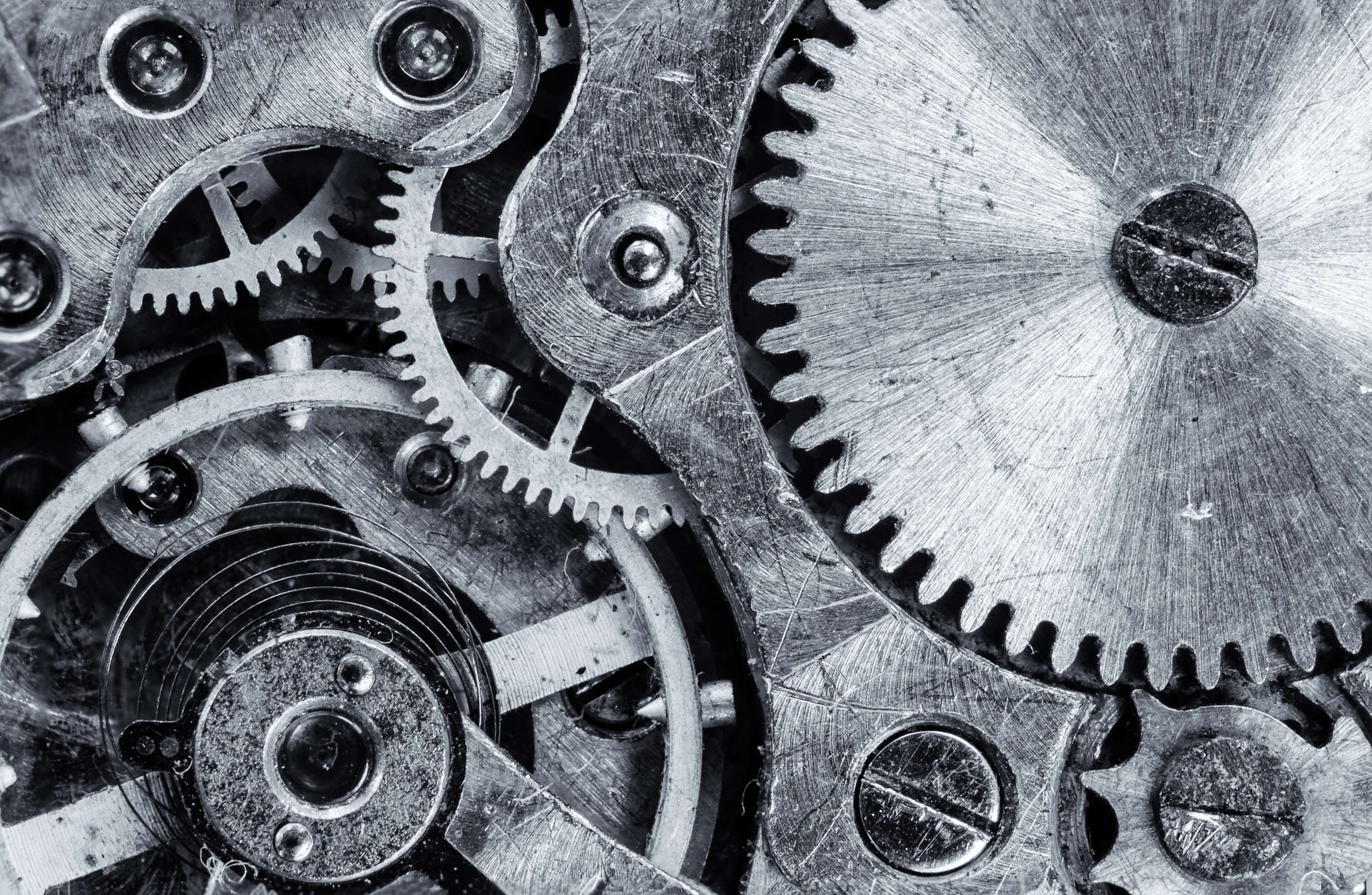 full frame, metal, industry, 4K, teamwork, focus, mechanics, analogue, machine, equipment, clockworks, former, machine part, no people, time, mechanical, HD Wallpaper