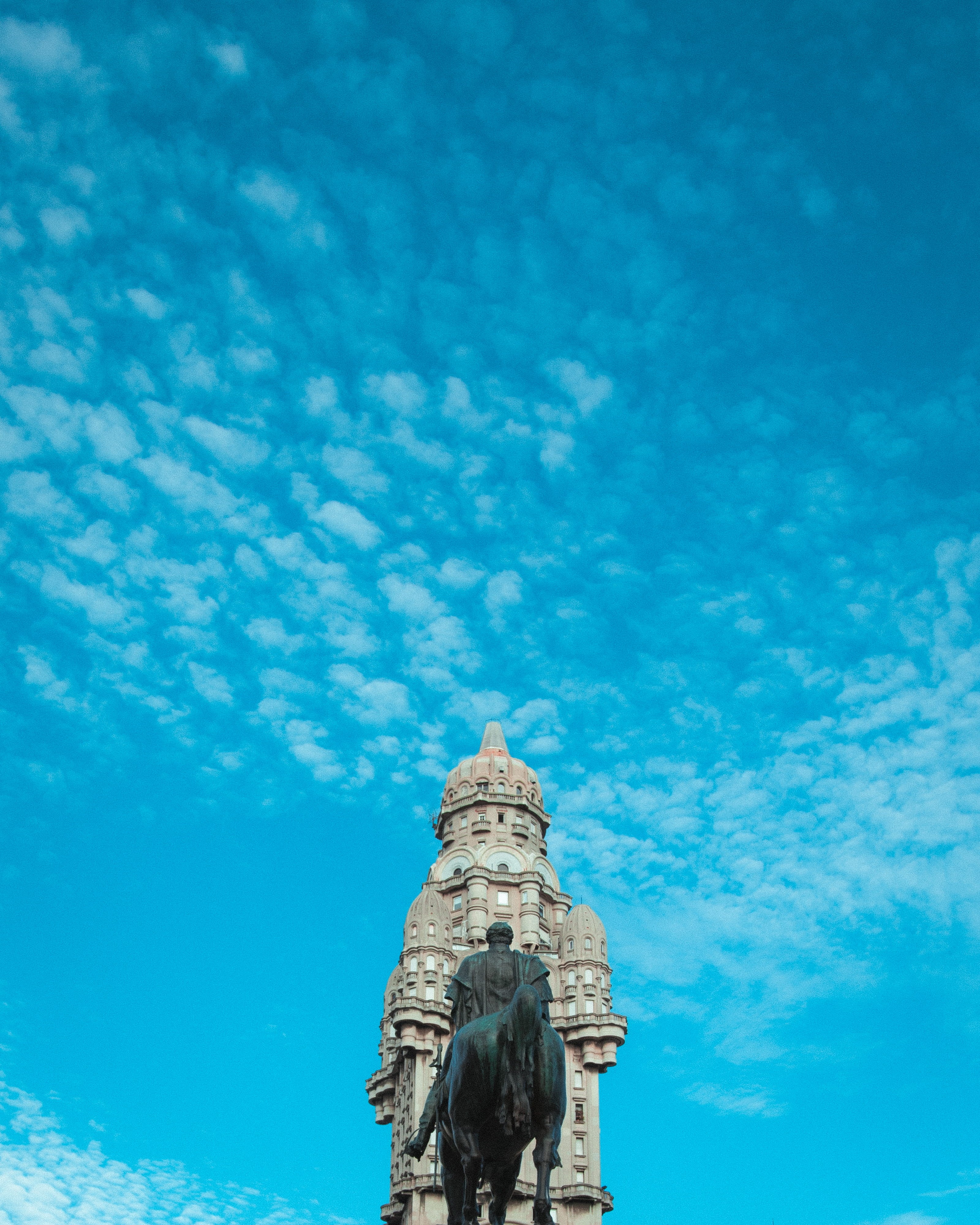 building exterior, montevideo, temple, horse, nature, worship, the past, building, history, uruguay, built structure, blue, art and craft, shrine, tower, Phone HD Wallpaper