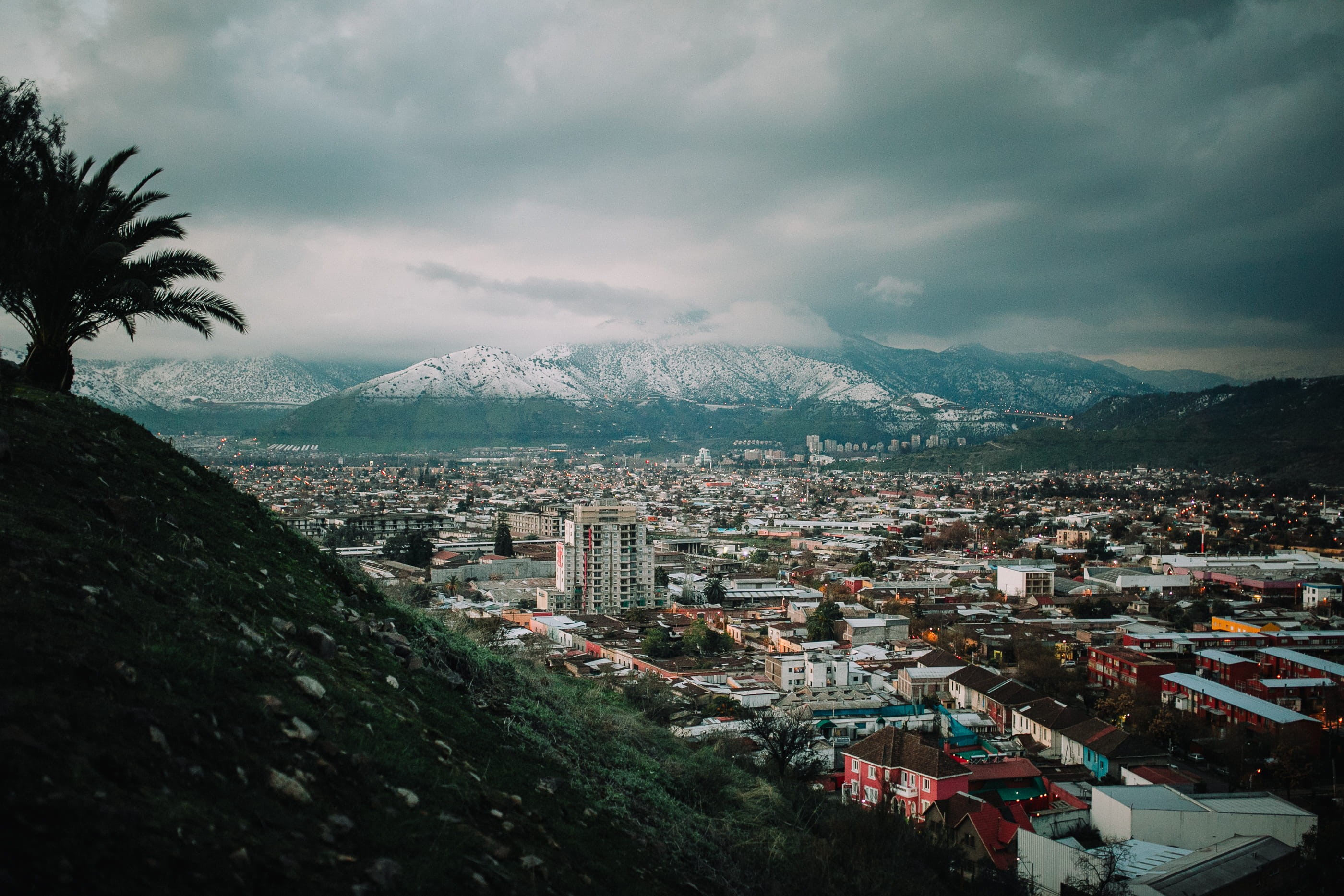 mountains, cityscape, building exterior, high angle view, crowded, town, built structure, cold temperature, winter, residential district, architecture, HD Wallpaper