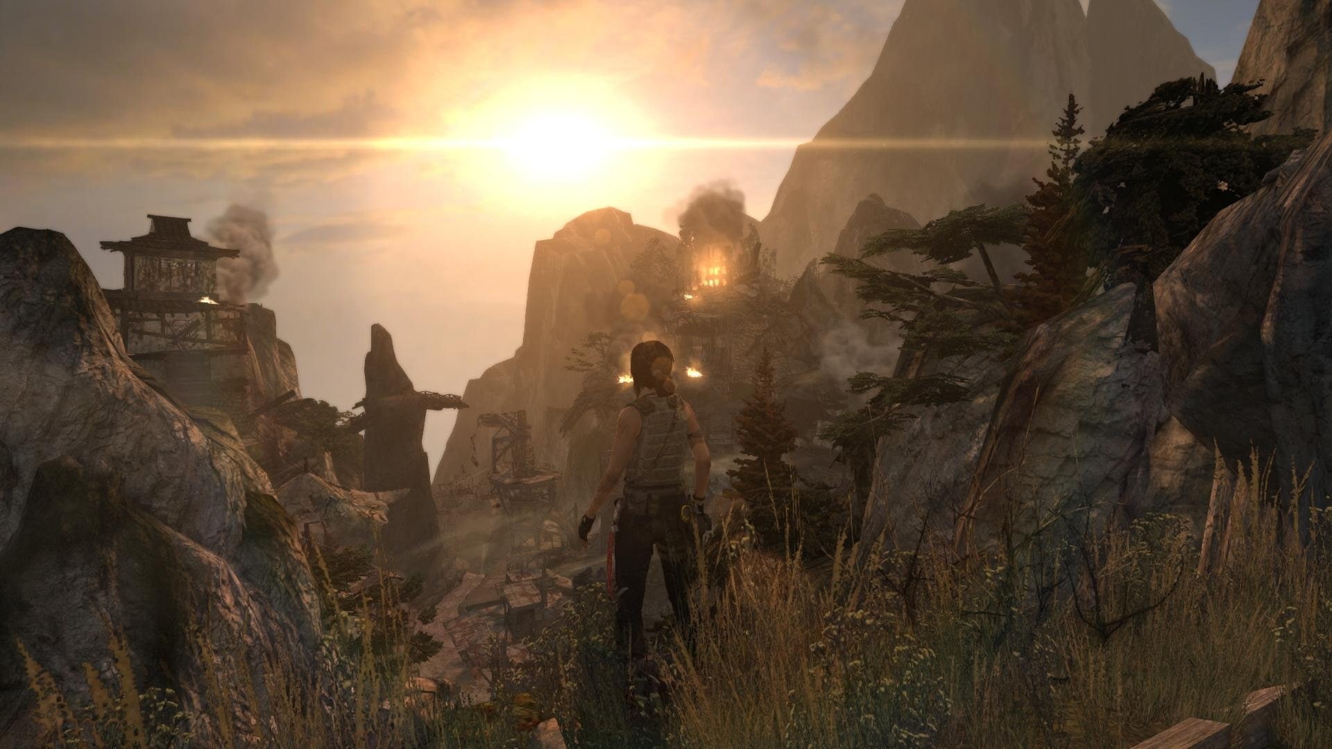 lara, sun, croft, mountains, 1080P, tombraider, HD Wallpaper