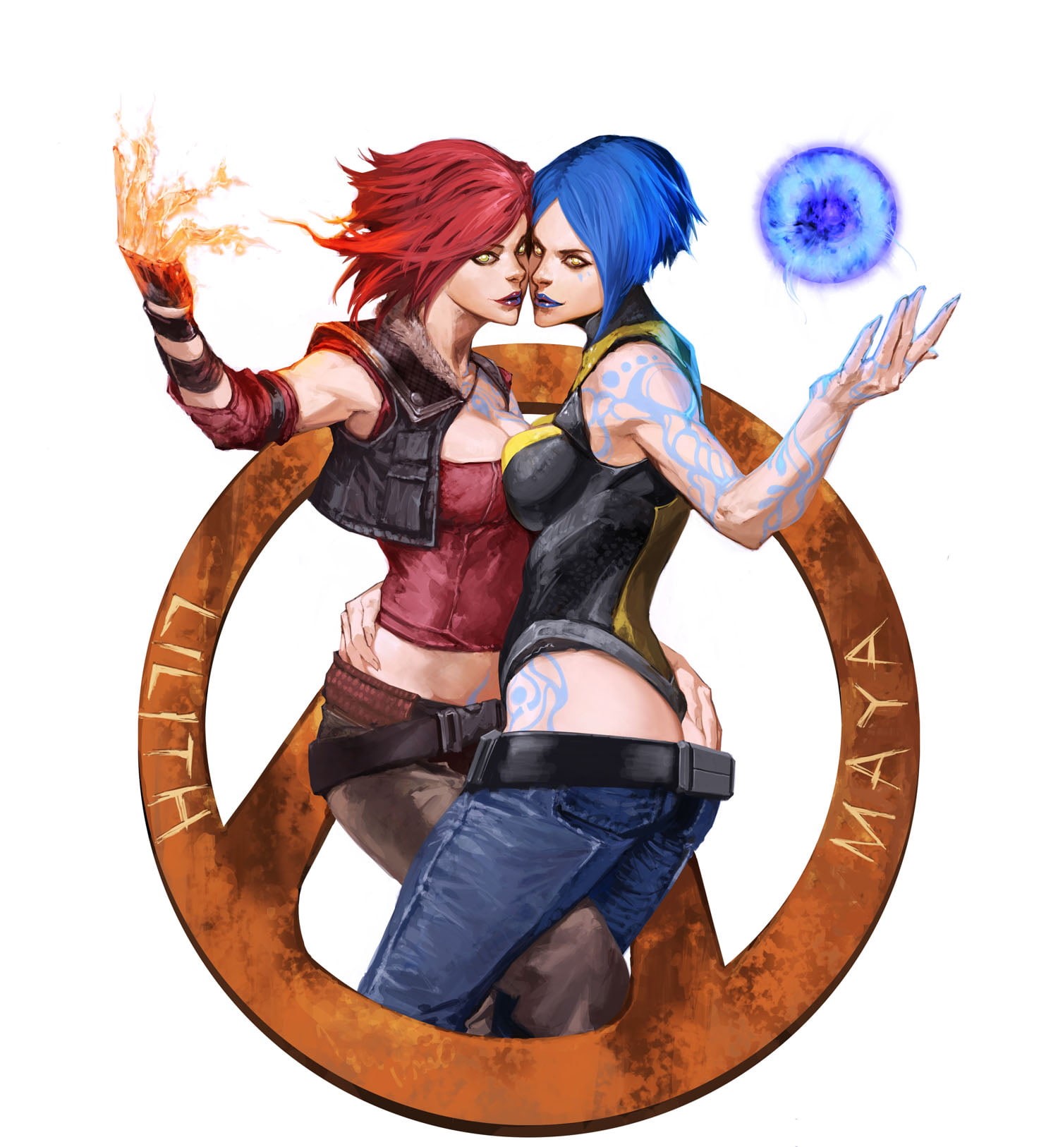 women, fantasy art, Borderlands, cut out,  masateru , emotion, 720P, young adult, standing, young men, adult, Lilith (Borderlands), digital composite, Phone HD Wallpaper