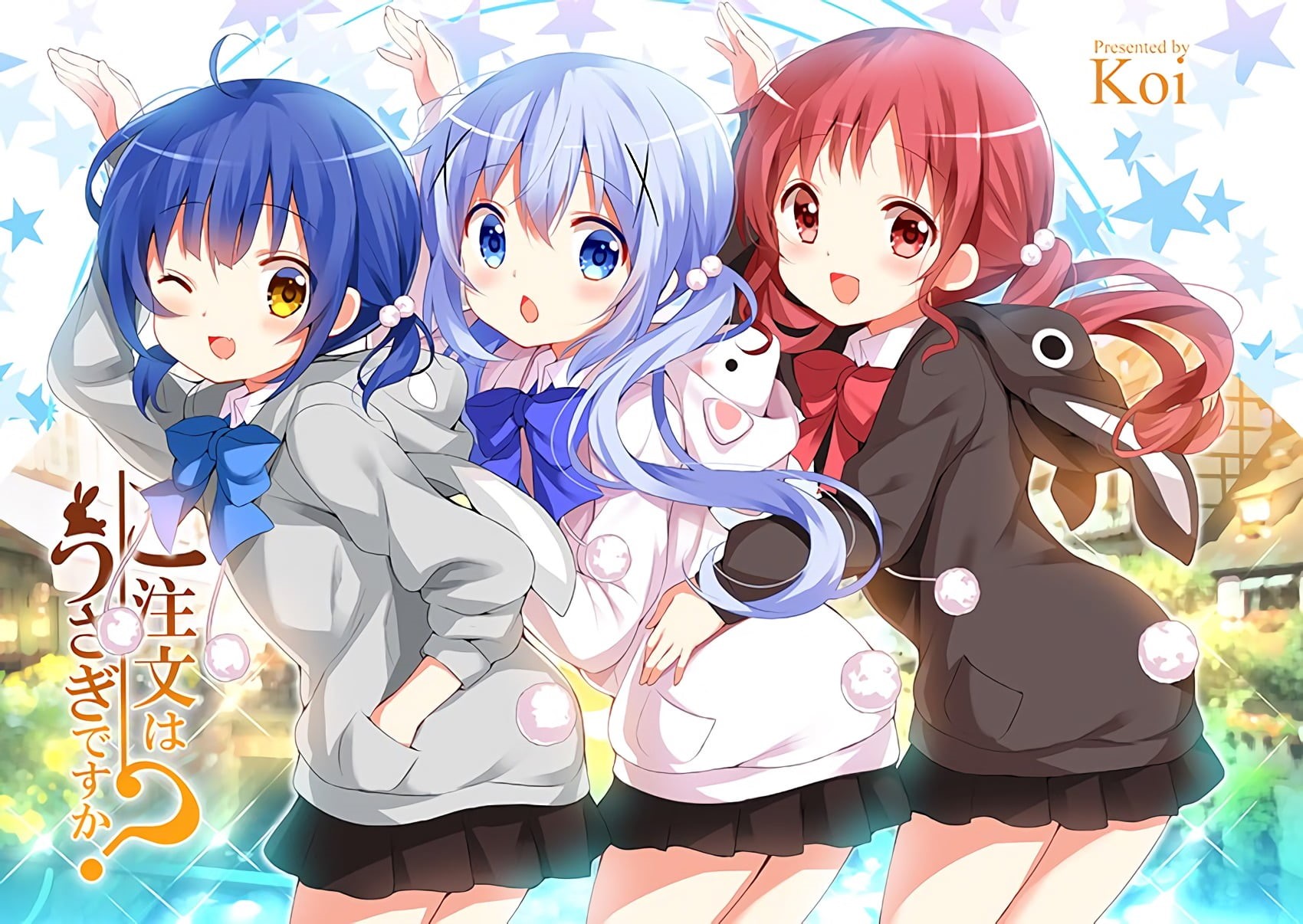 red, human representation, retail, female, loli, Gochuumon wa Usagi Desu ka, high angle view, Natsu Megumi , variation, animes, representation, art and craft, HD Wallpaper