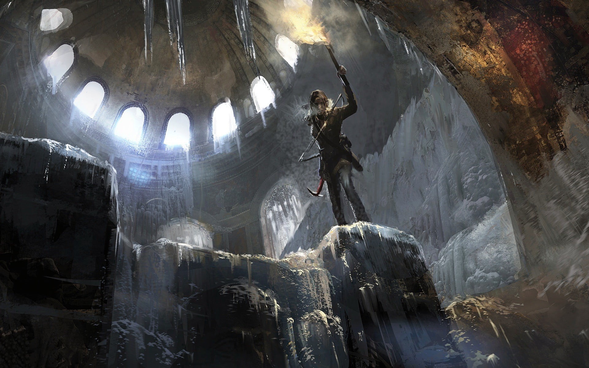 people, croft, travel destinations, 1080P, day, nature, solid, real people, Rise of the Tomb Raider, ruin, sport, architecture, sunbeam, lara, cave, religion, HD Wallpaper