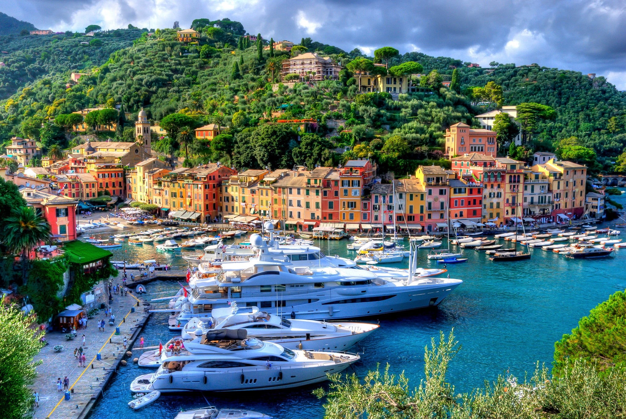 harbour, yachts, Marina di Portofino, Liguria, promenade, Portofino, building, home, 1080P, Italy, port, HD Wallpaper