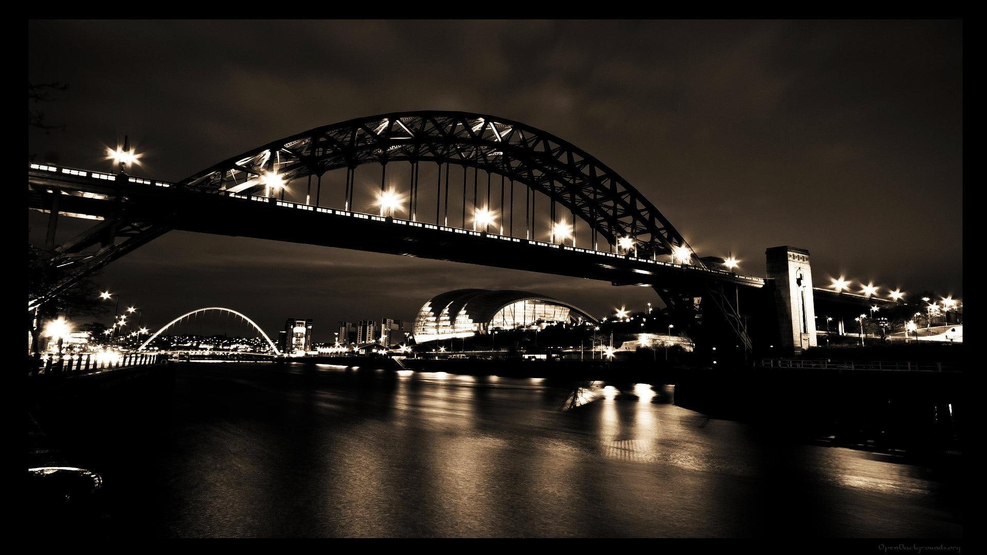 lights, engl, tyne, river, night, newcastle, 1080P, city, nature and landscapes, lovely, bridge, bridges, HD Wallpaper