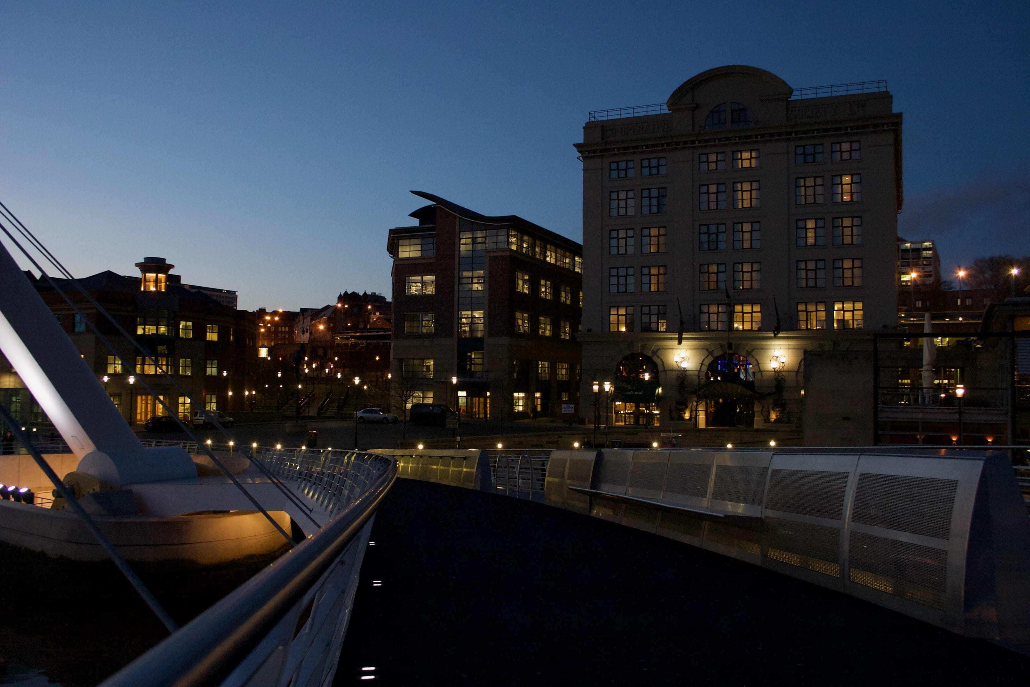 sky, illuminated, landscape, 2K, tyne bridge, city, transportation, skyscraper, cityscape, mode of transportation, no people, nature, water, river tyne, HD Wallpaper