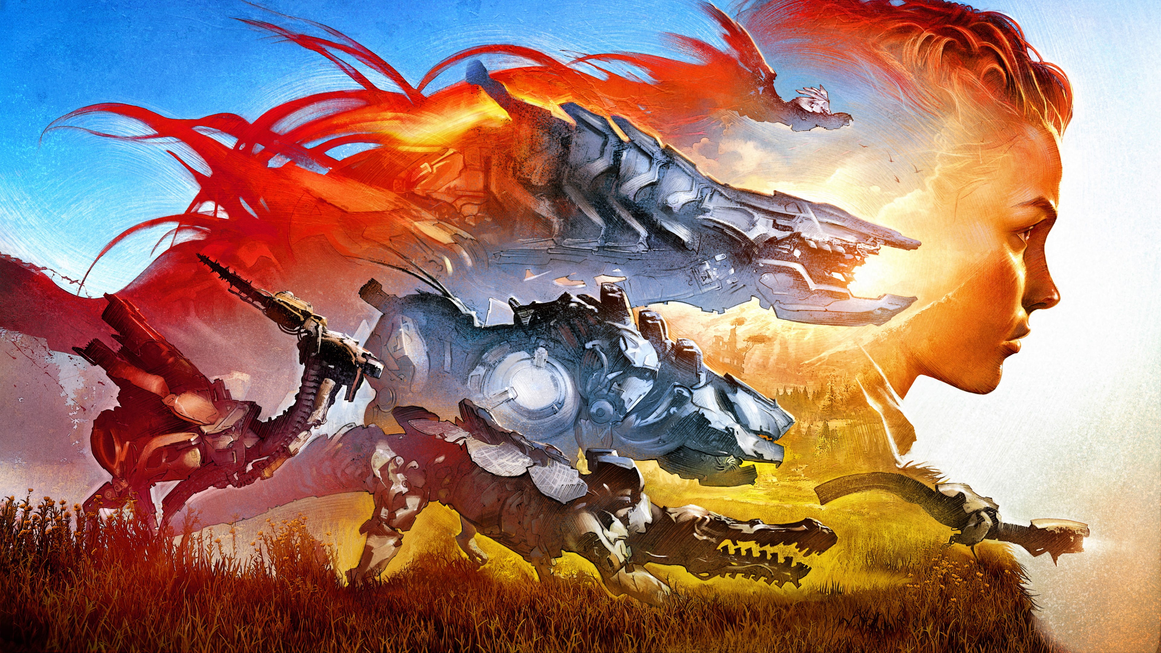 4K, 4K, Cover art, Horizon Zero Dawn, Machines, Aloy, HD Wallpaper