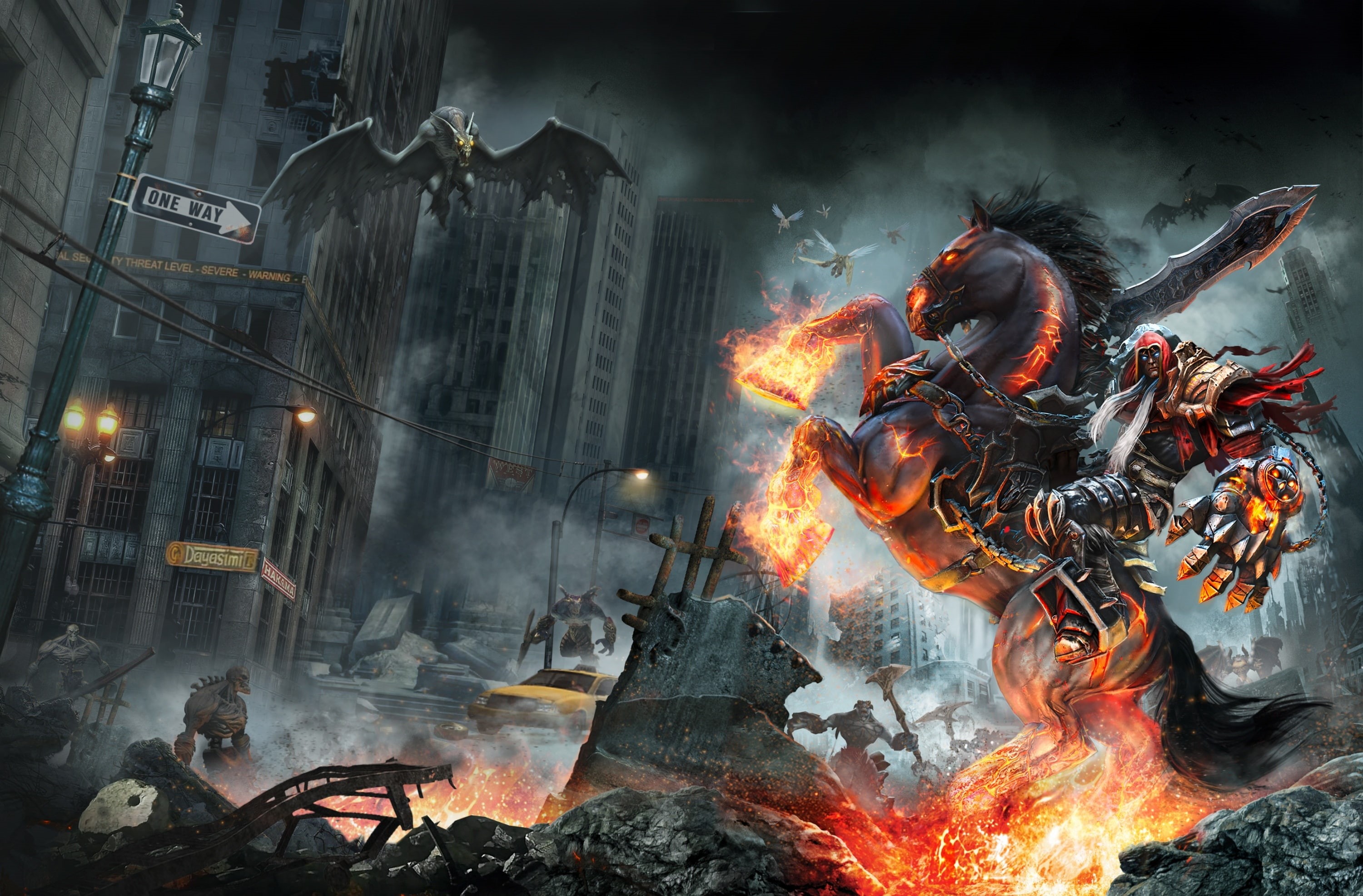 sign, warmastered, man, accidents and disasters, smoke - physical structure, warning sign, heat - temperature, Dark, City, event, night, illuminated, no people, HD Wallpaper