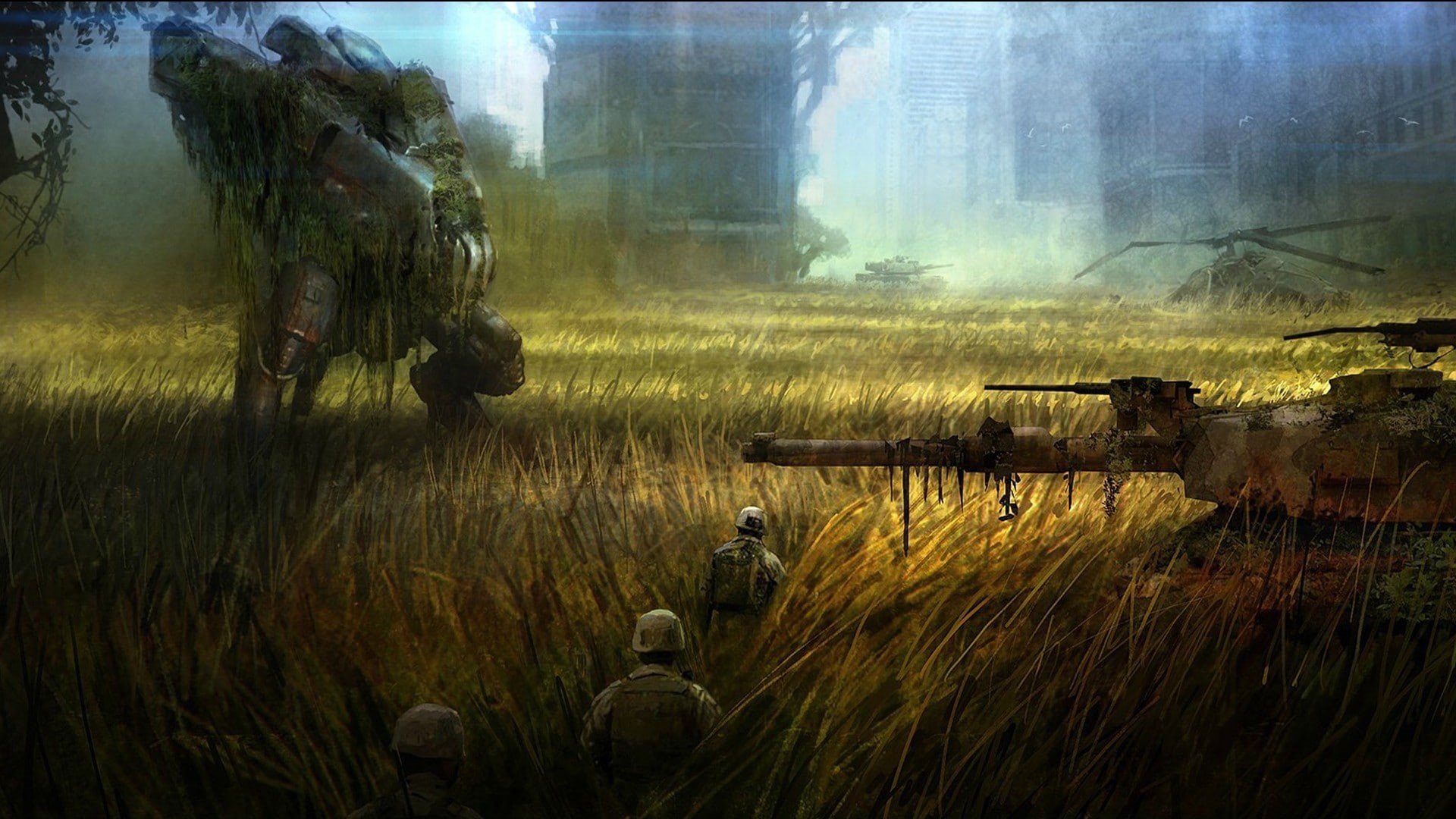 Video Games, fantasy, wa, crysis, helicopters, artwork, 1080P, games, soldiers, tanks, postapocalyptic, art, video, x, hd, HD Wallpaper