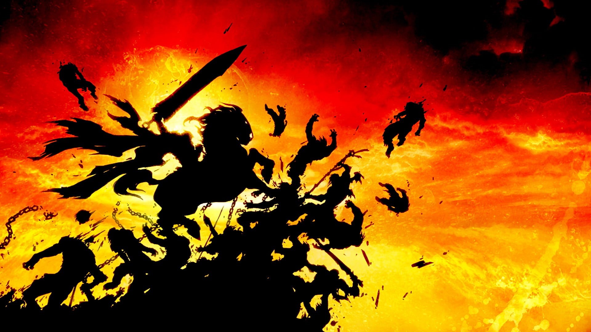 Darksiders, flame, art and craft, yellow, night, nature, studio shot, video games, creativity, no people, horse, close-up, heat - temperature, celebration, HD Wallpaper